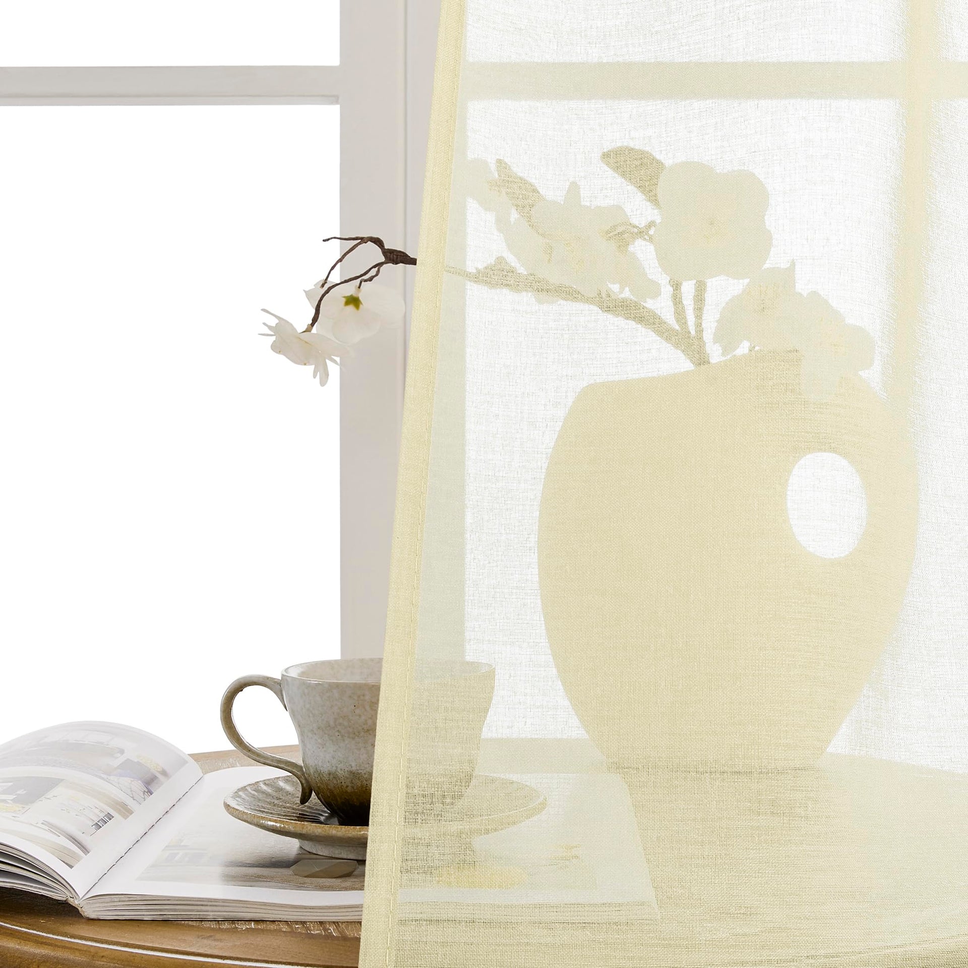 Sheer Door Curtains Closet Linen Textured Curtains Sheer Doorway Light Filtering Voile French Doors Rod Pocket Curtain Patio Glass Door