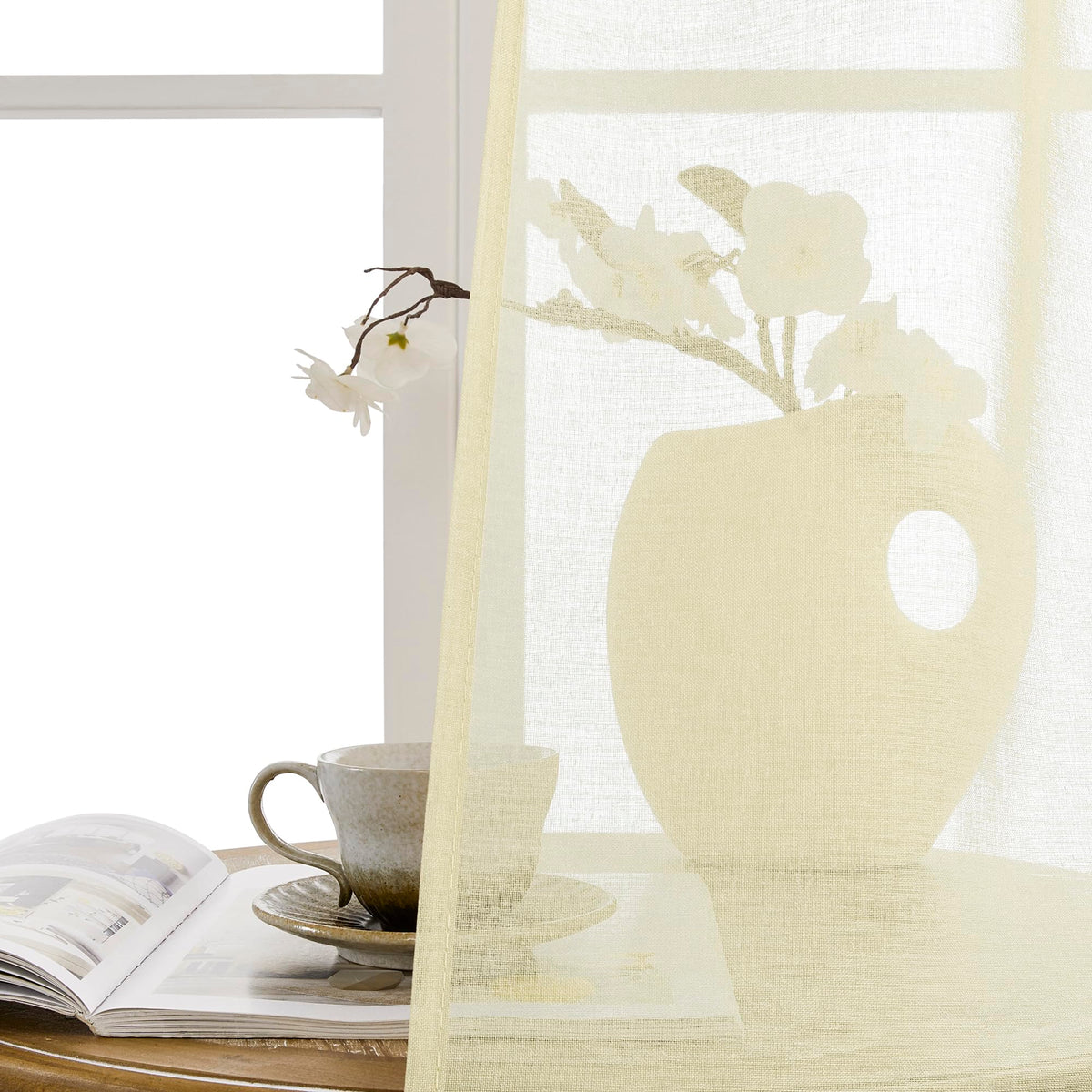 Sheer Door Curtains Closet Linen Textured Curtains Sheer Doorway Light Filtering Voile French Doors Rod Pocket Curtain Patio Glass Door