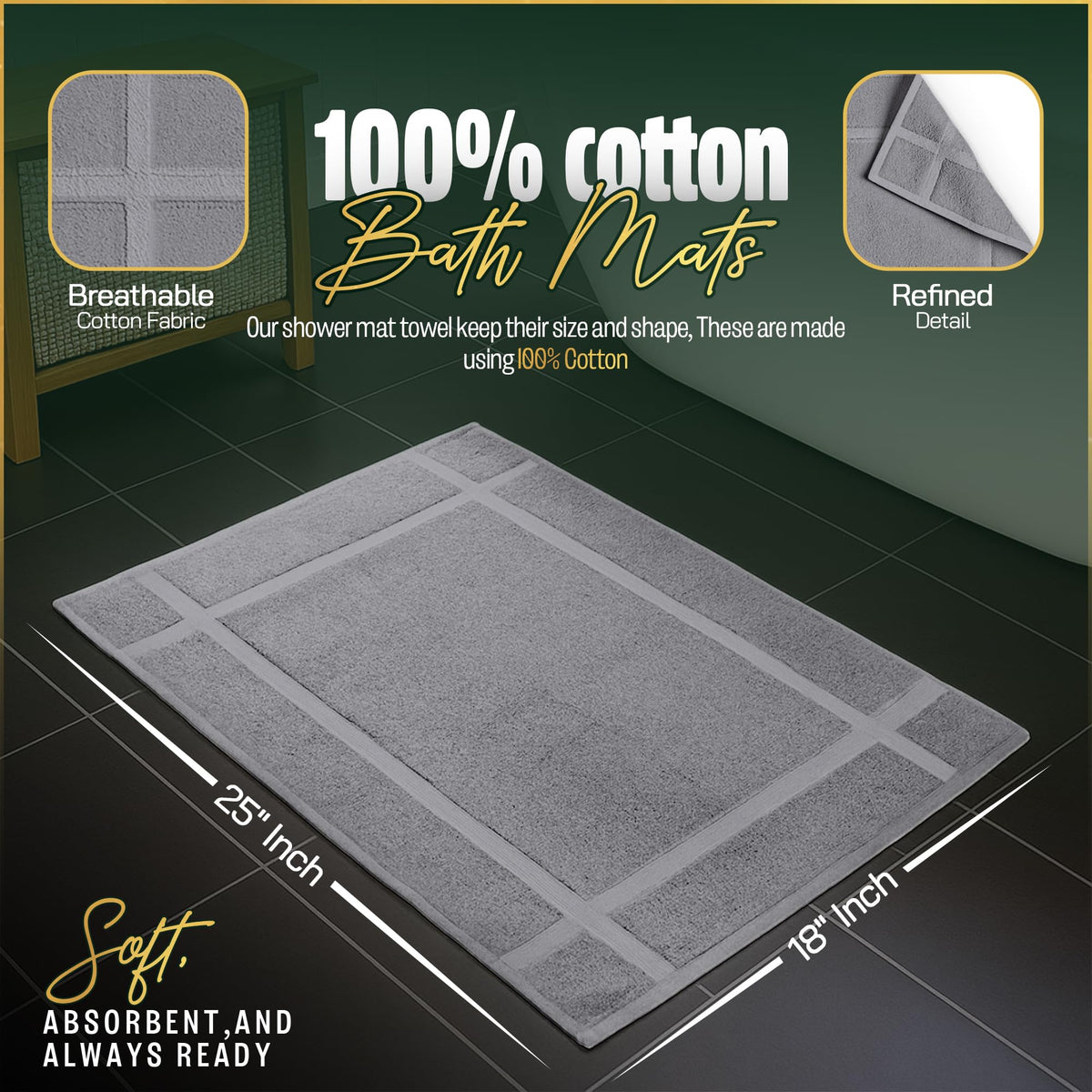 100% Ring Spun Cotton Bath Mat (2 Count)