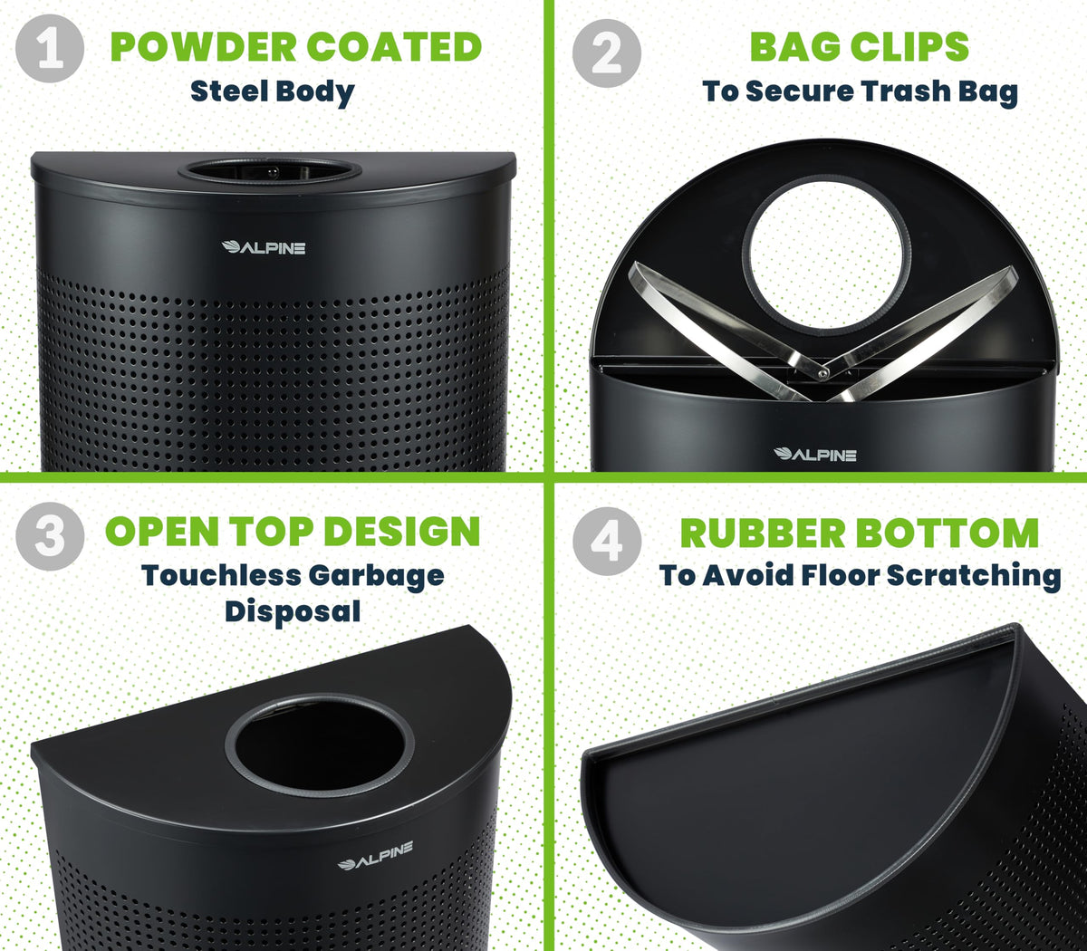 Half Round Trash Can Open Top