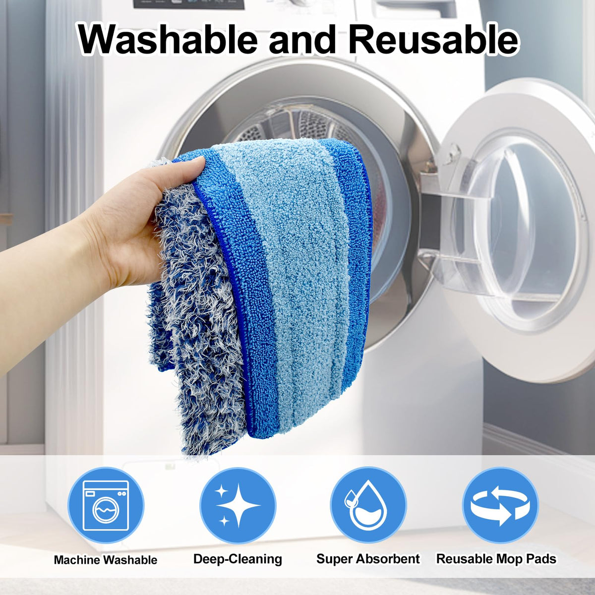 4 Pack Microfiber Cleaning Pad for Bona Mop Safe for Hardwood & Hard Surface Floors Dry Wet Floor Cleaning (4 Count)
