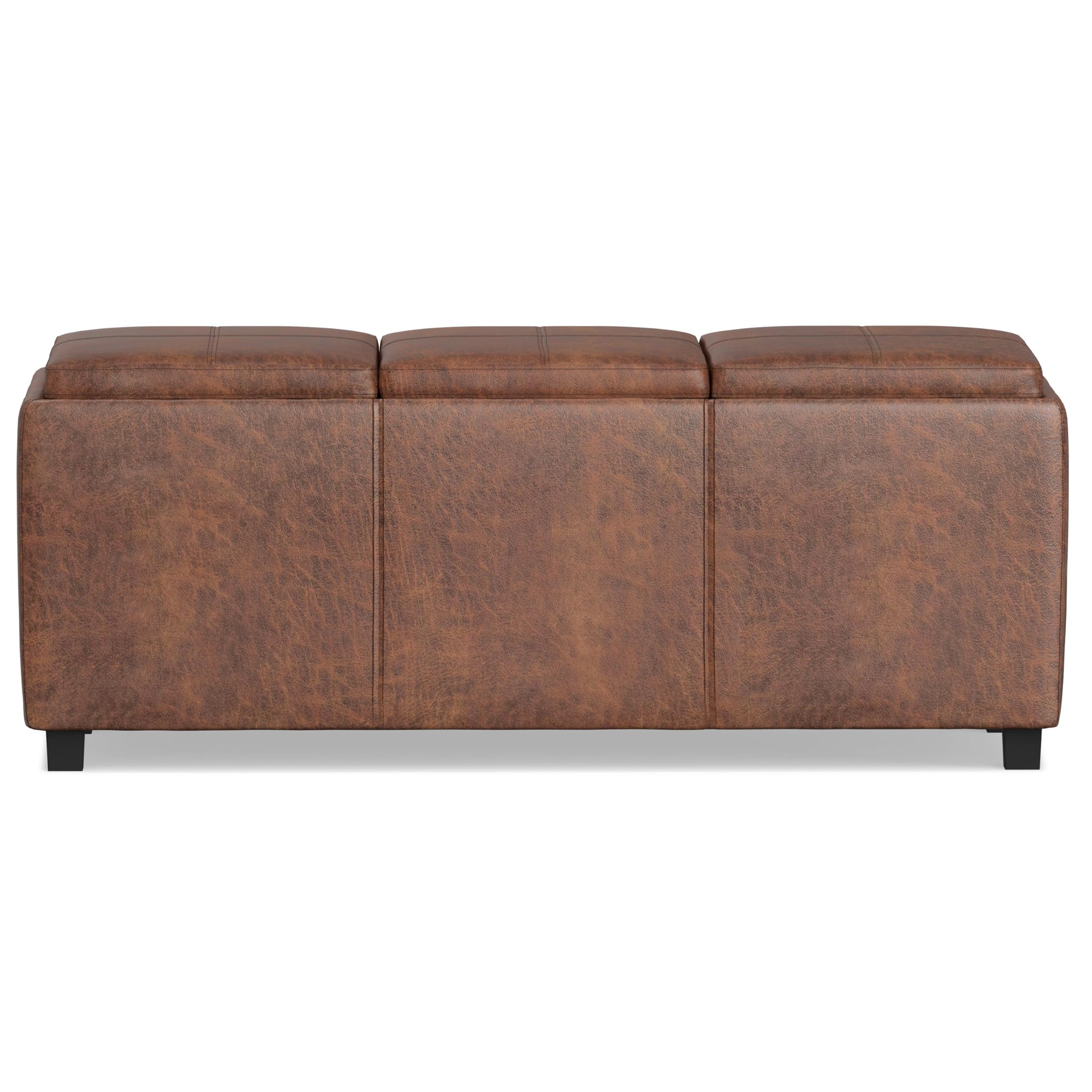 Avalon 42" Wide Vegan Leather Storage Ottoman in Saddle Brown