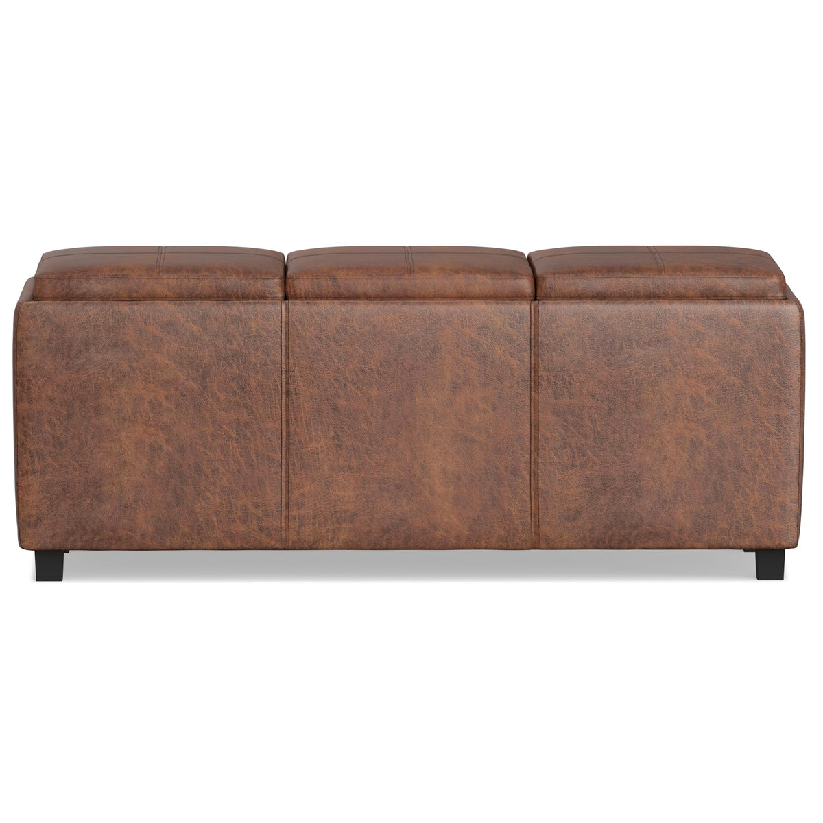 Avalon 42" Wide Vegan Leather Storage Ottoman in Saddle Brown