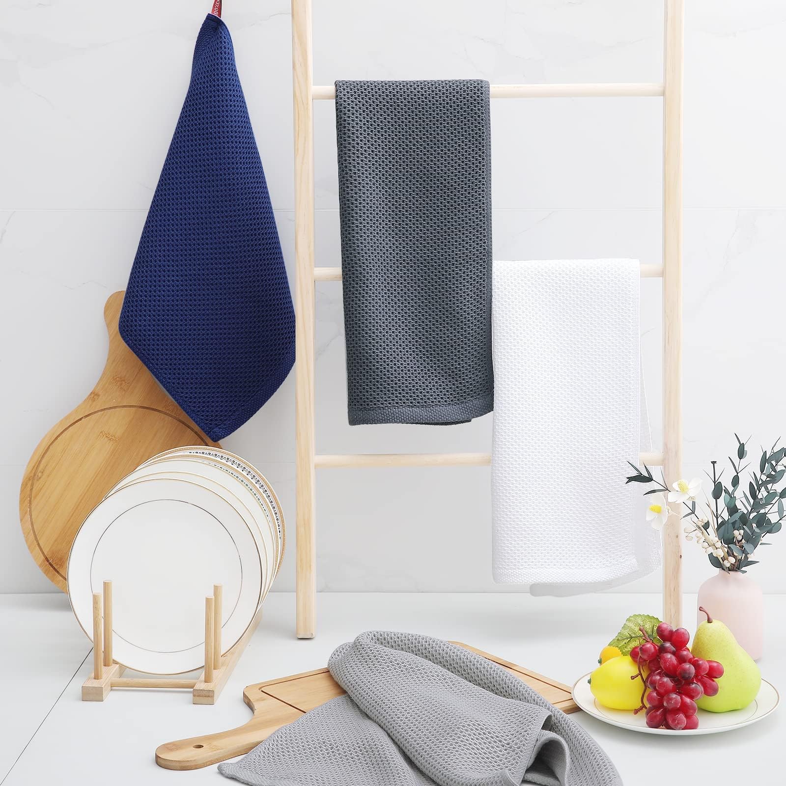100% Cotton Waffle Weave Kitchen Dish Towels 12 (12 Count)