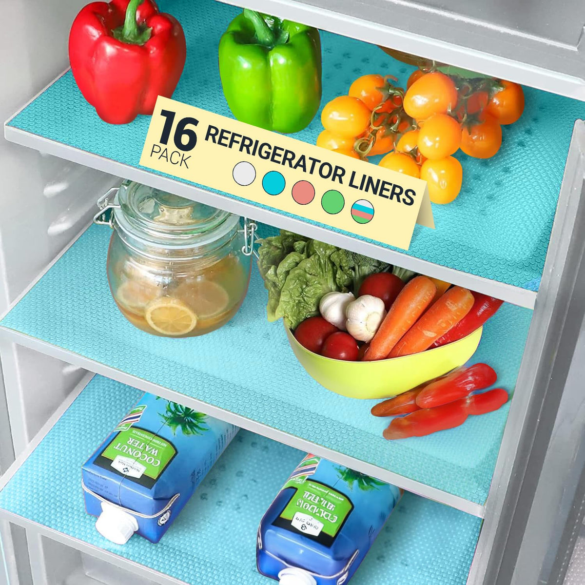 Refrigerator Liners for Shelves (16 Count)