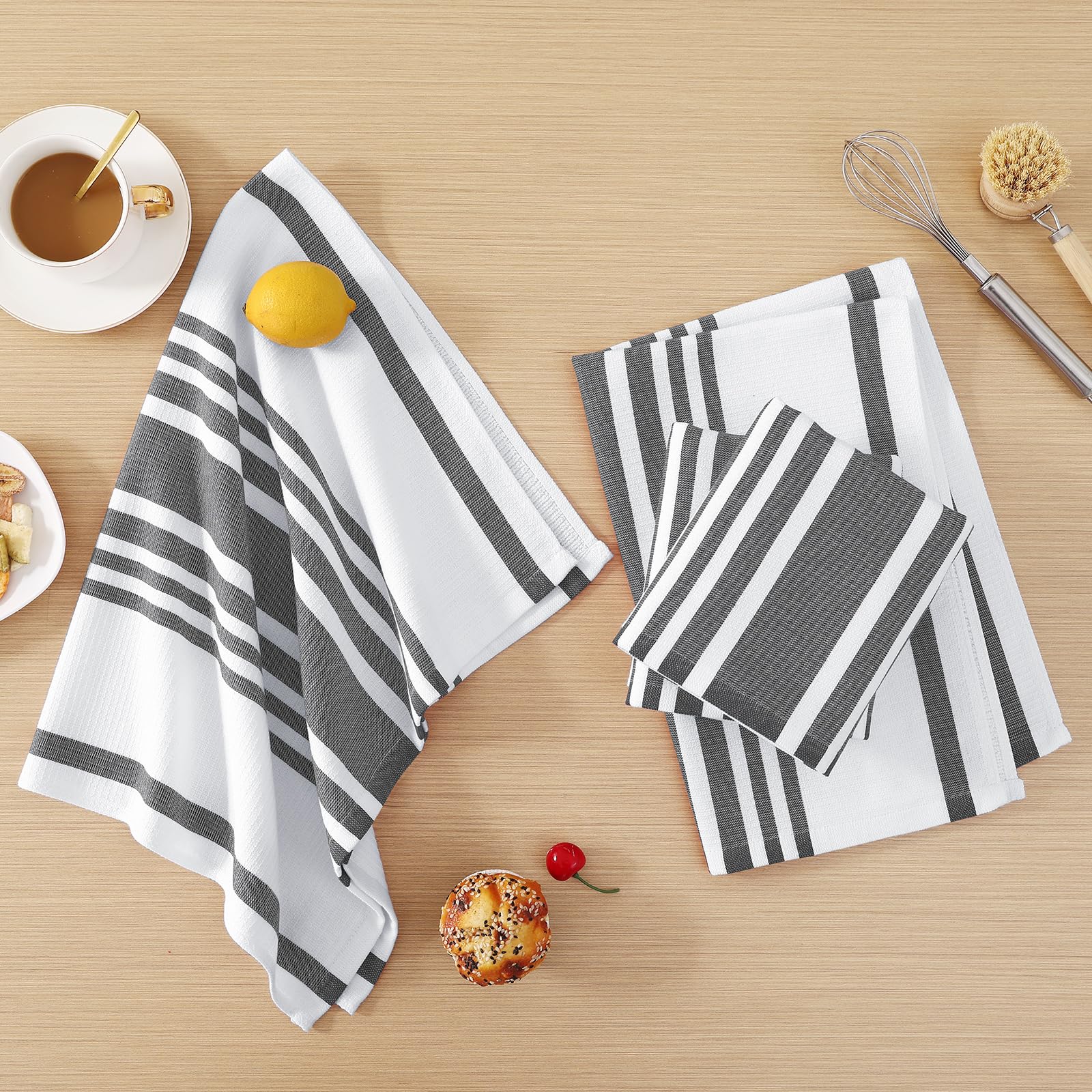 Premium Cotton Stripe Kitchen Towels 8 Pack (8 Count)