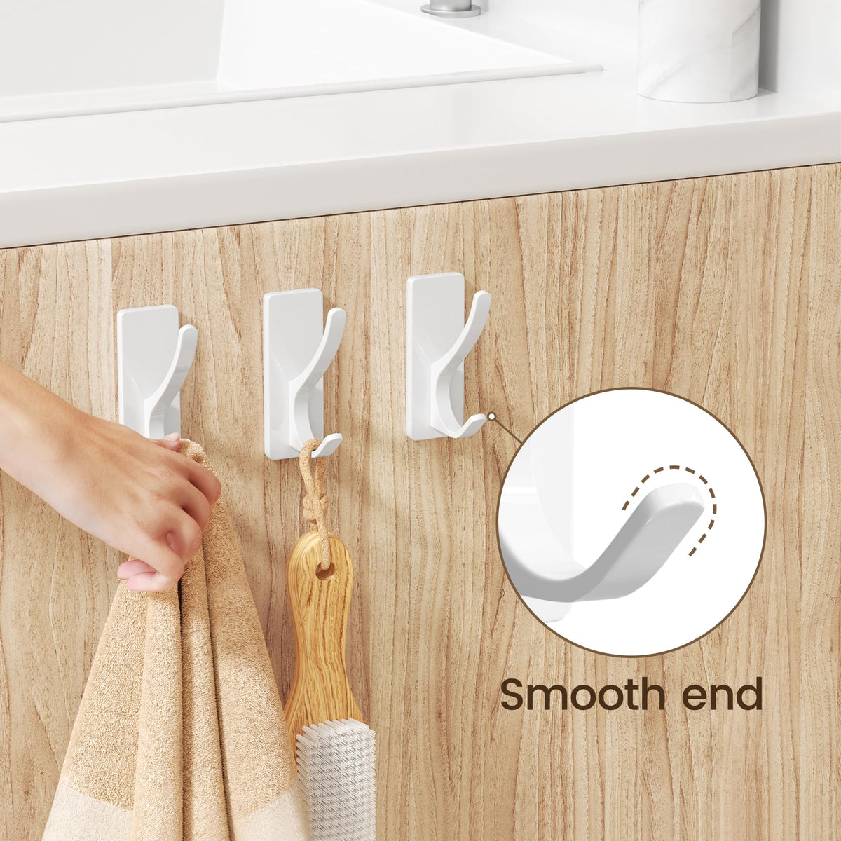 White Self Adhesive Hook (4 Count)
