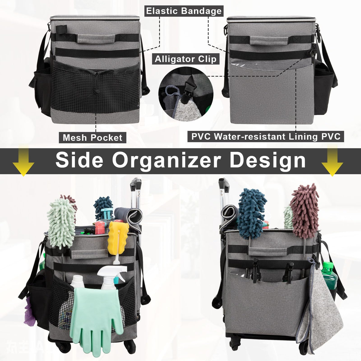 Large Rolling Cleaning Caddy with Wheels