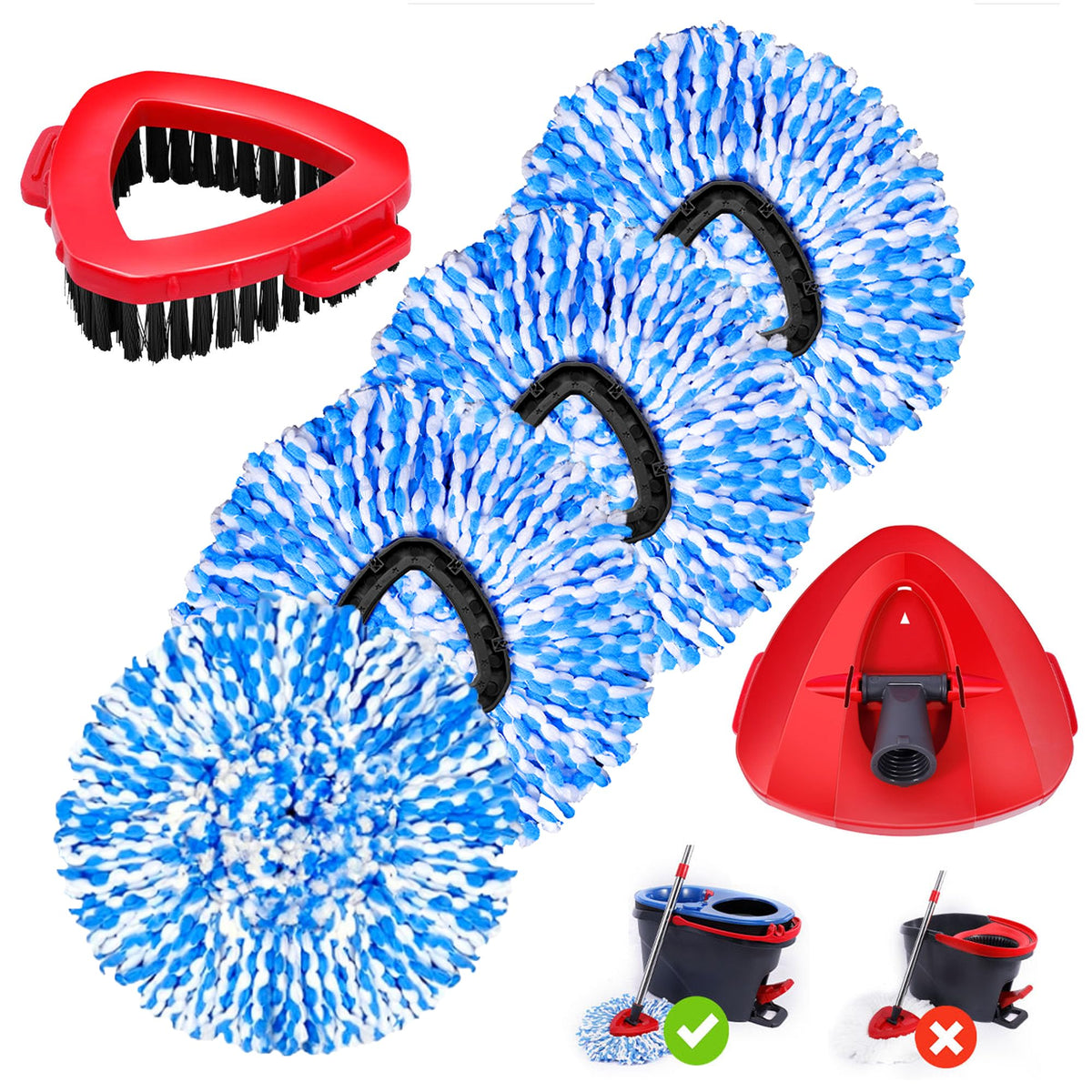 4 Pack Spin Mop Replacements Head Compatible for Ocedar RinseClean 2 (9 Count) - ModHome Supplies