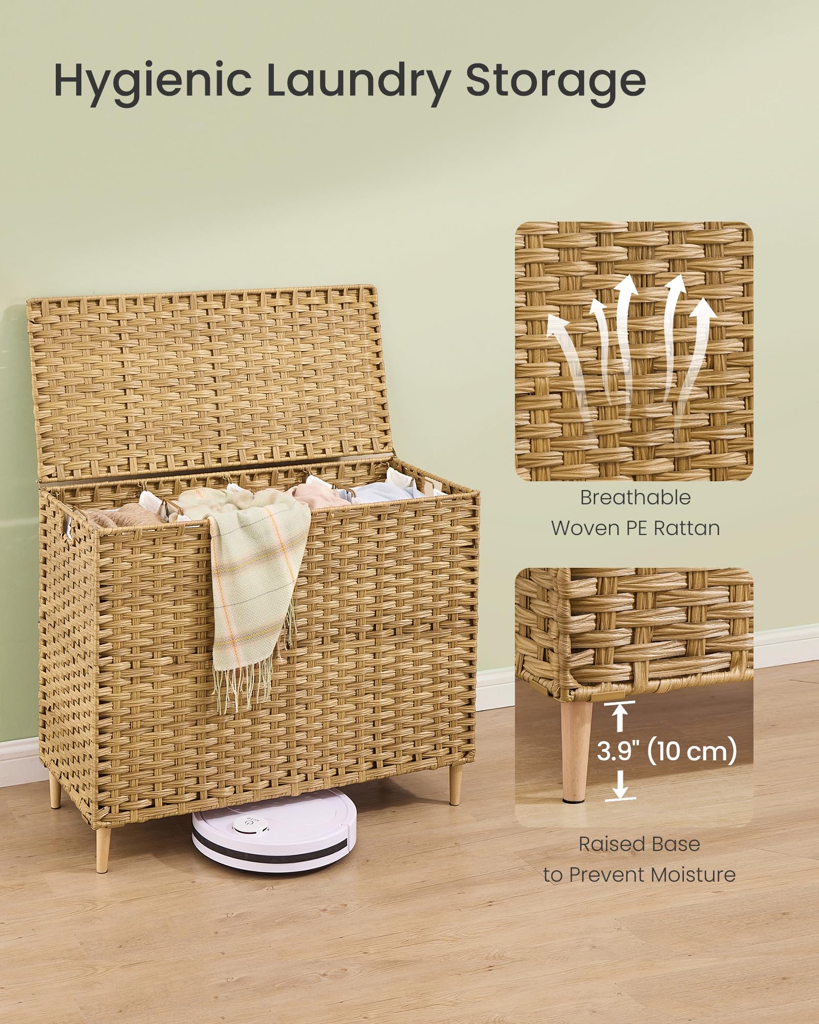 4 Section Laundry Hamper with Lid