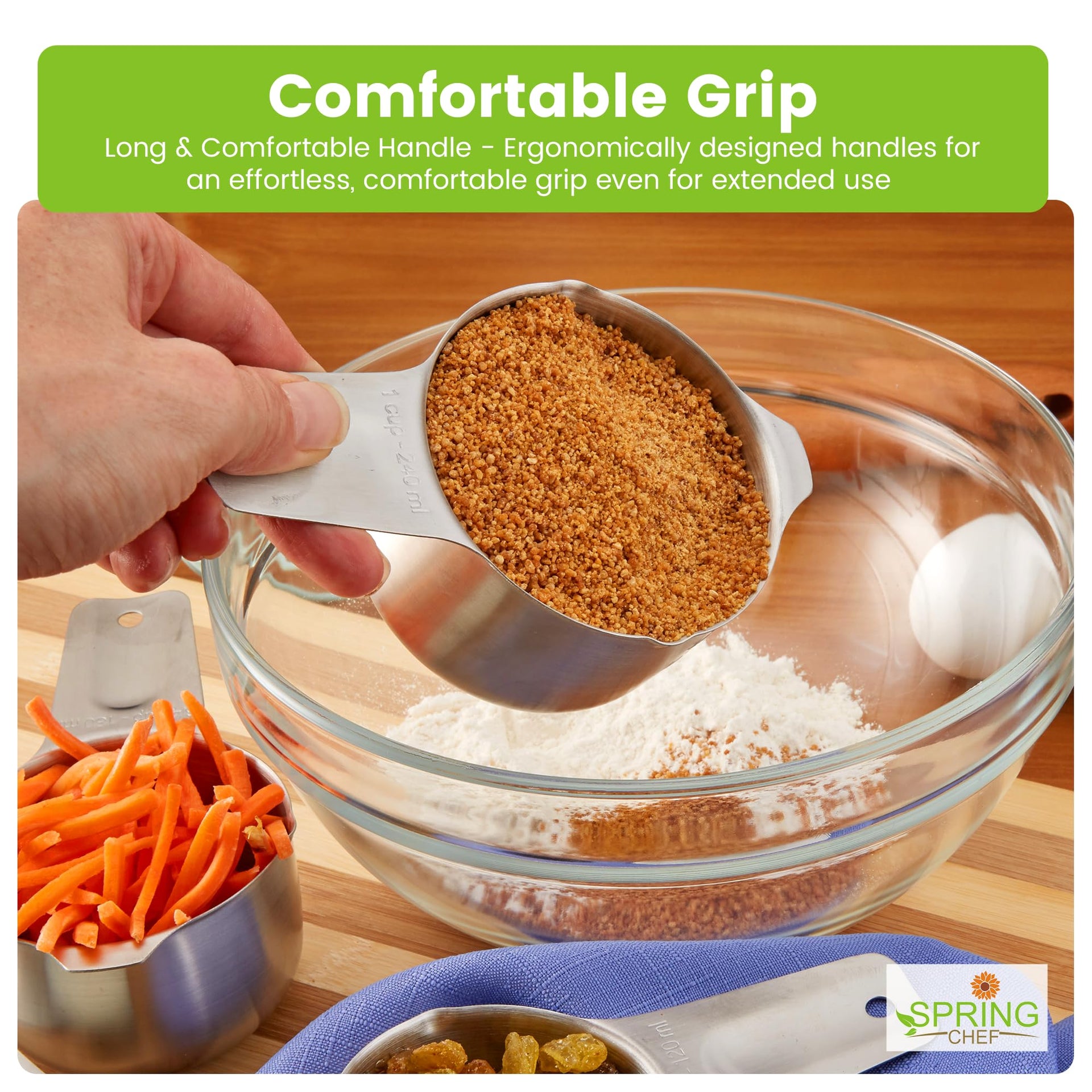 Stainless Steel Measuring Cups Set of 7 with Pour Spout