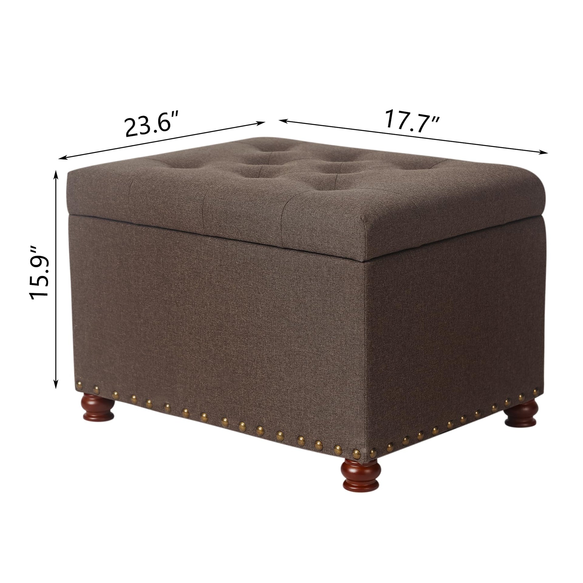 Storage Ottoman Linen Tufted Bench