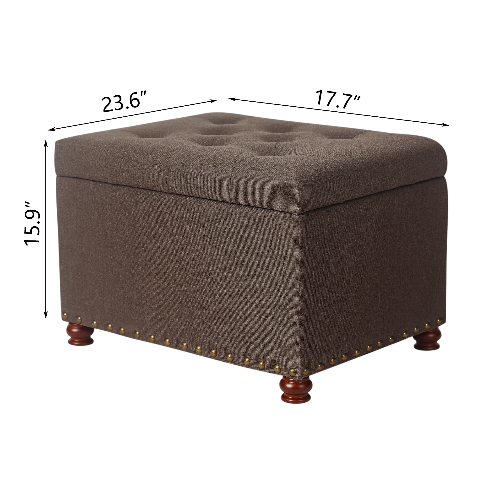 Storage Ottoman Linen Tufted Bench