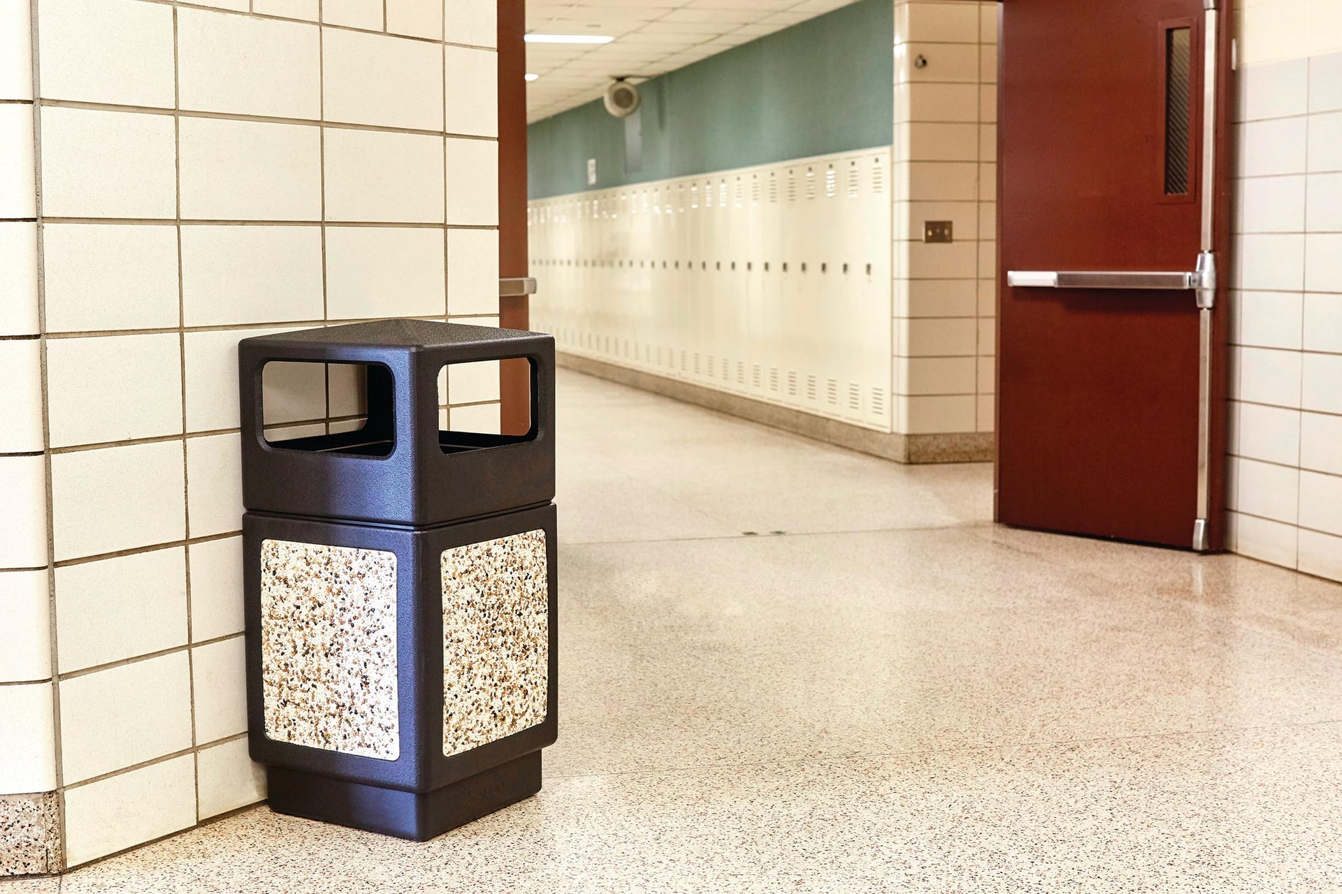 Aggregate Recessed Panel Indoor Outdoor Trash Can