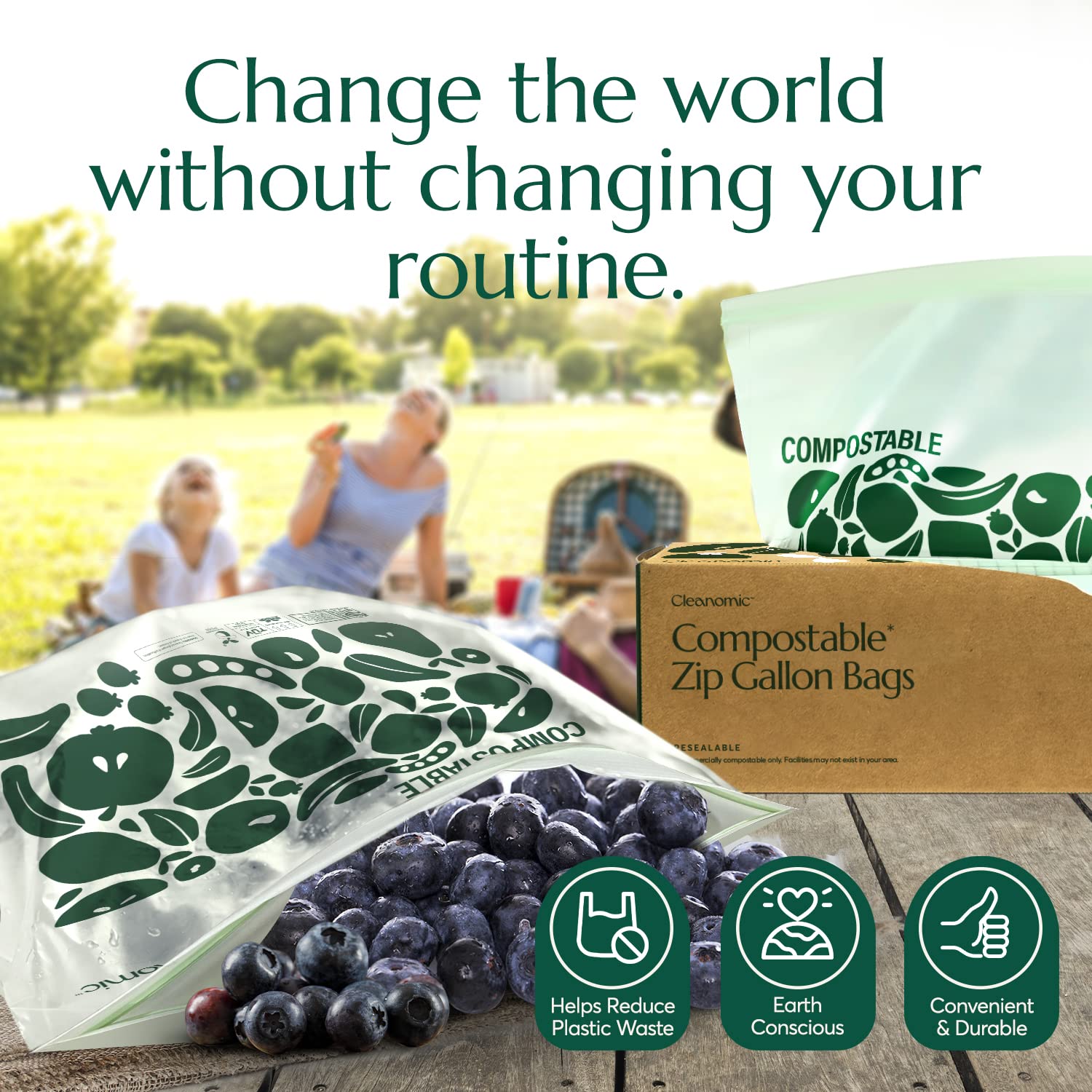 Compostable* Gallon Size Food Storage Bags (25 Count)