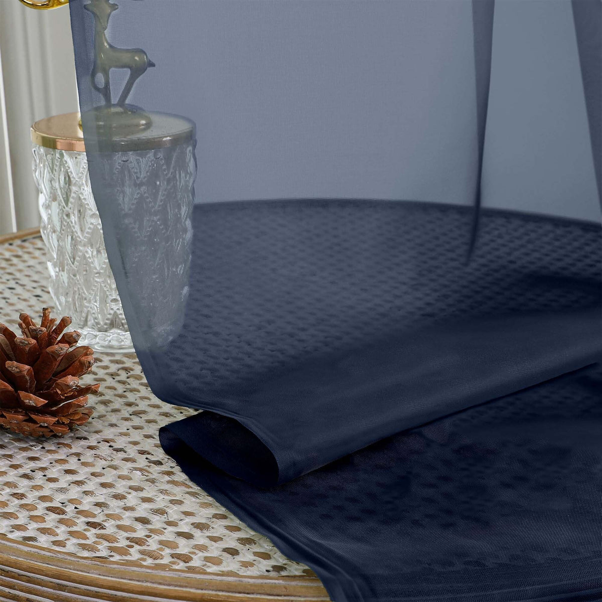 Navy Blue Sheer Curtains 96 Inches Long 2 Panels (2 Count)