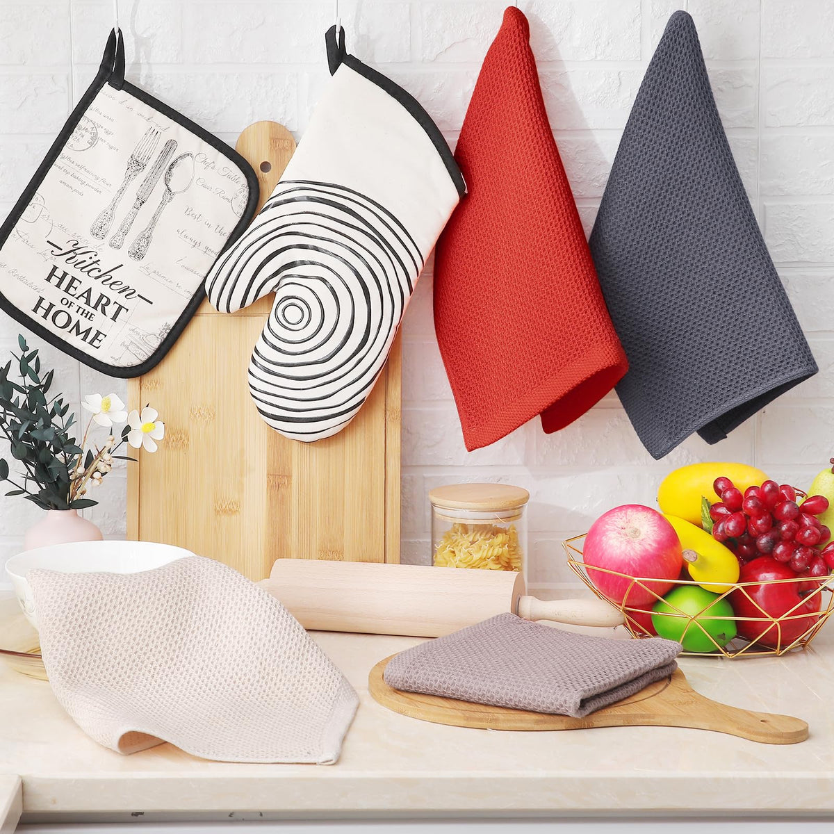 100% Cotton Waffle Weave Kitchen Dish Cloths 8 (8 Count)