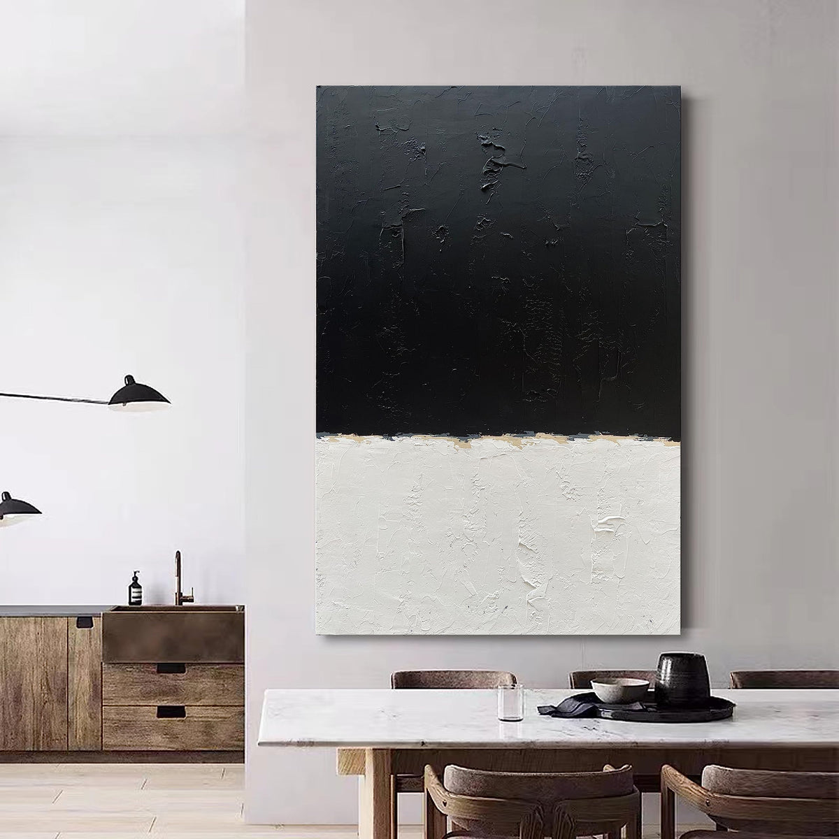 Art Hand painted black and white wall art
