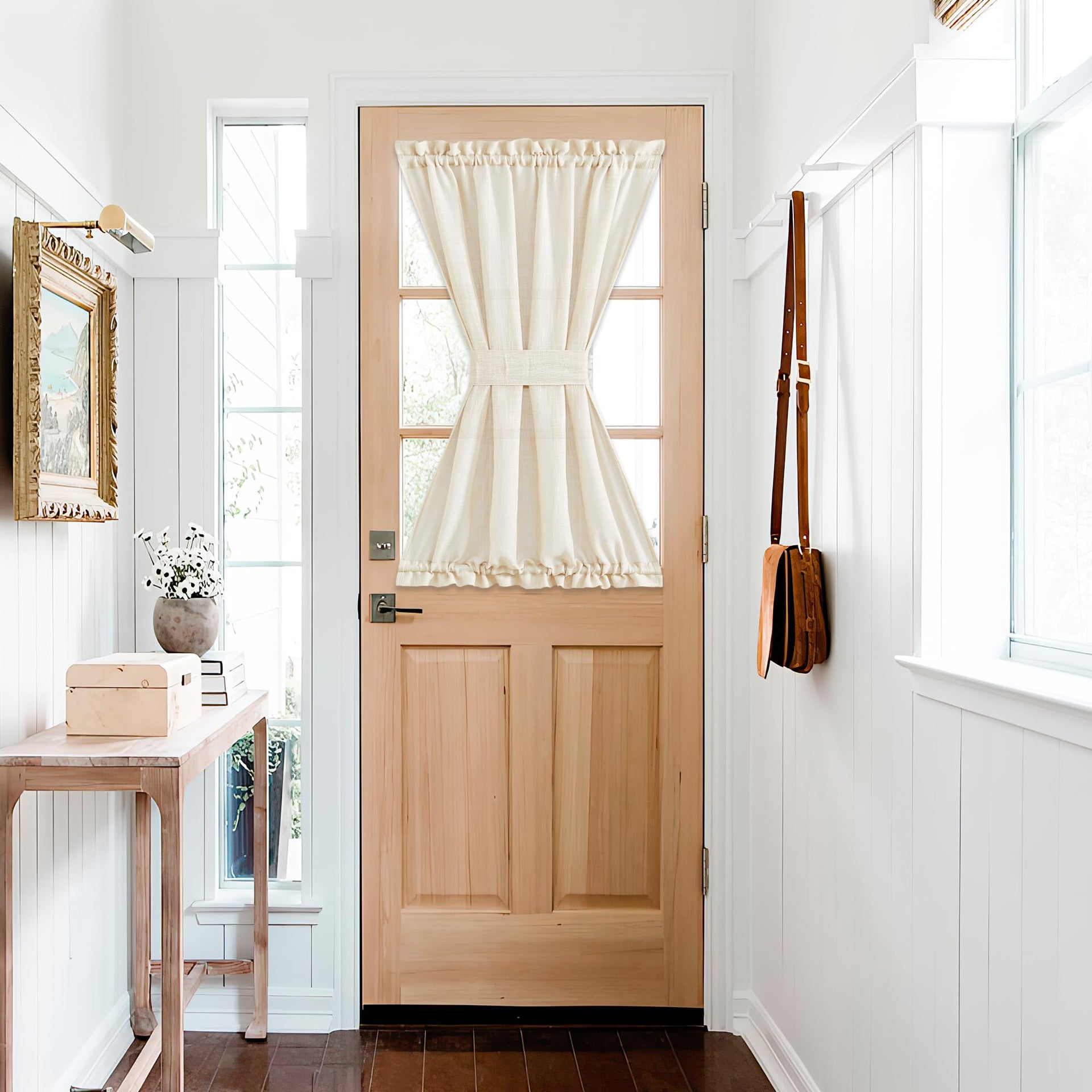 Faux Linen Kitchen Bathroom Door Curtains 40 Inches Length