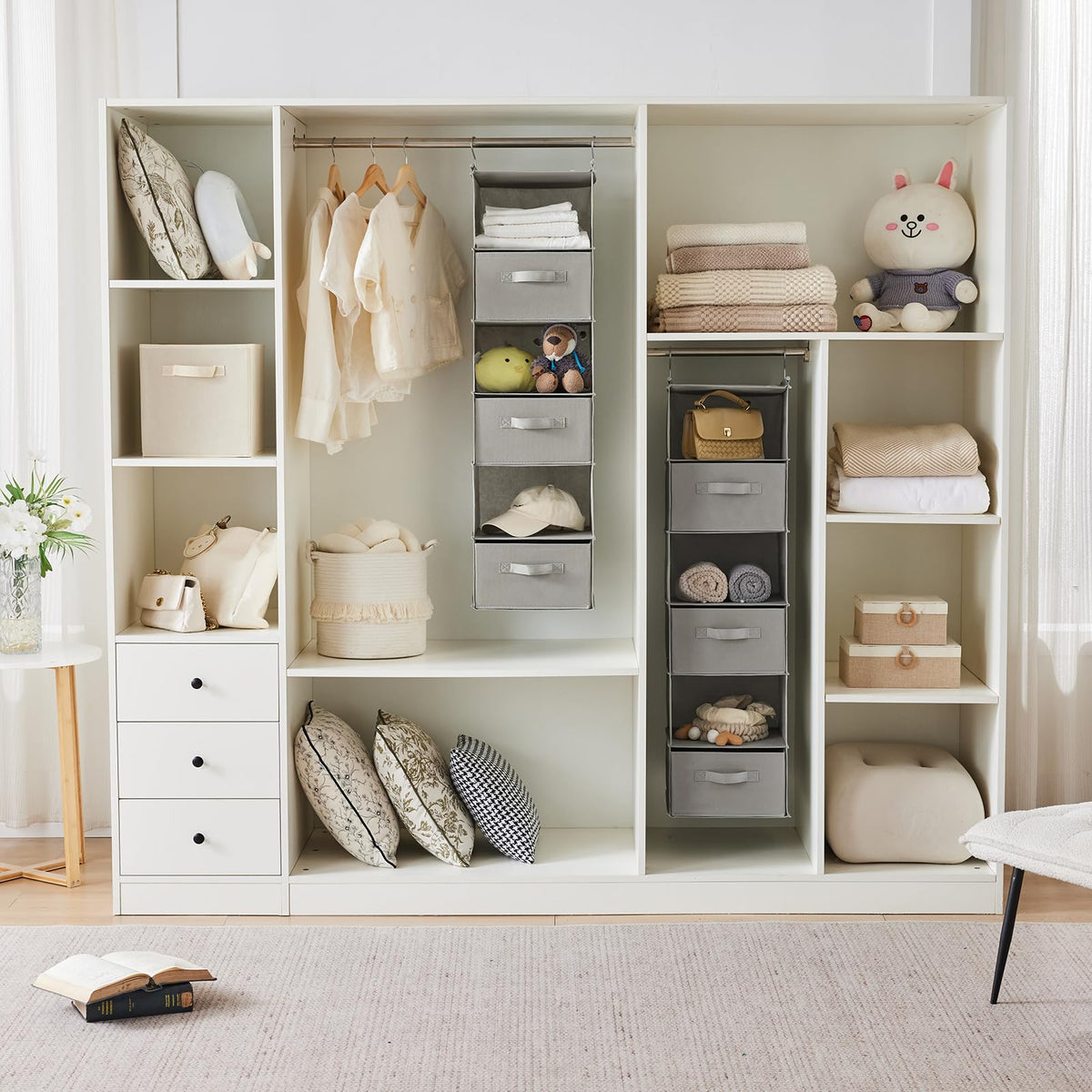 6 Tier Shelf Hanging Closet Organizer with 2 Hooks