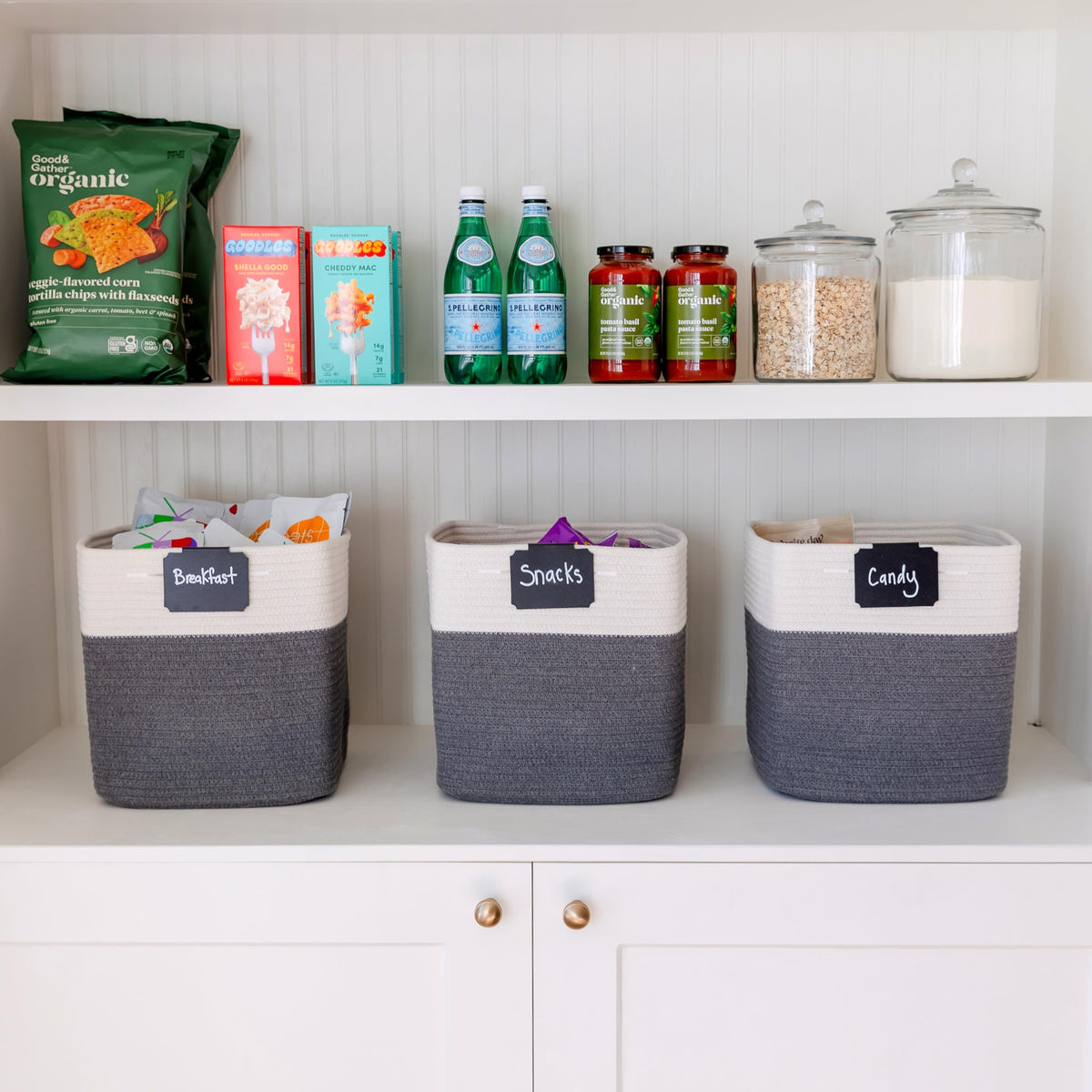 Storage Cubes 11 Inch Cotton Rope Woven Baskets for Organizing (3 Count)