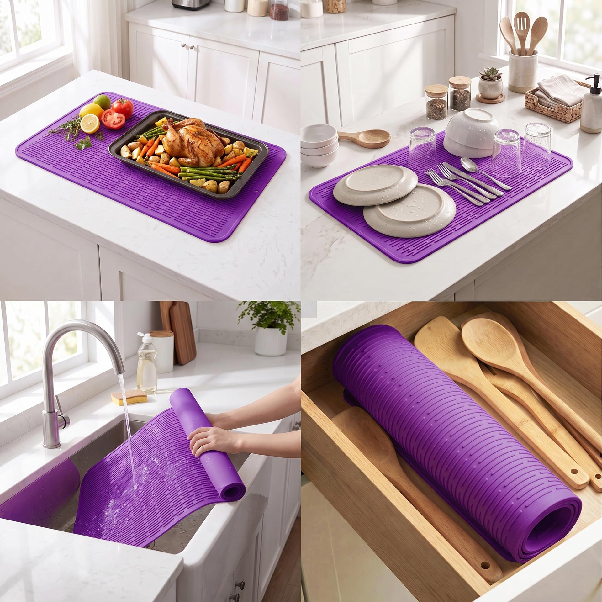 Silicone Dish Drying Mat for Multiple Usage