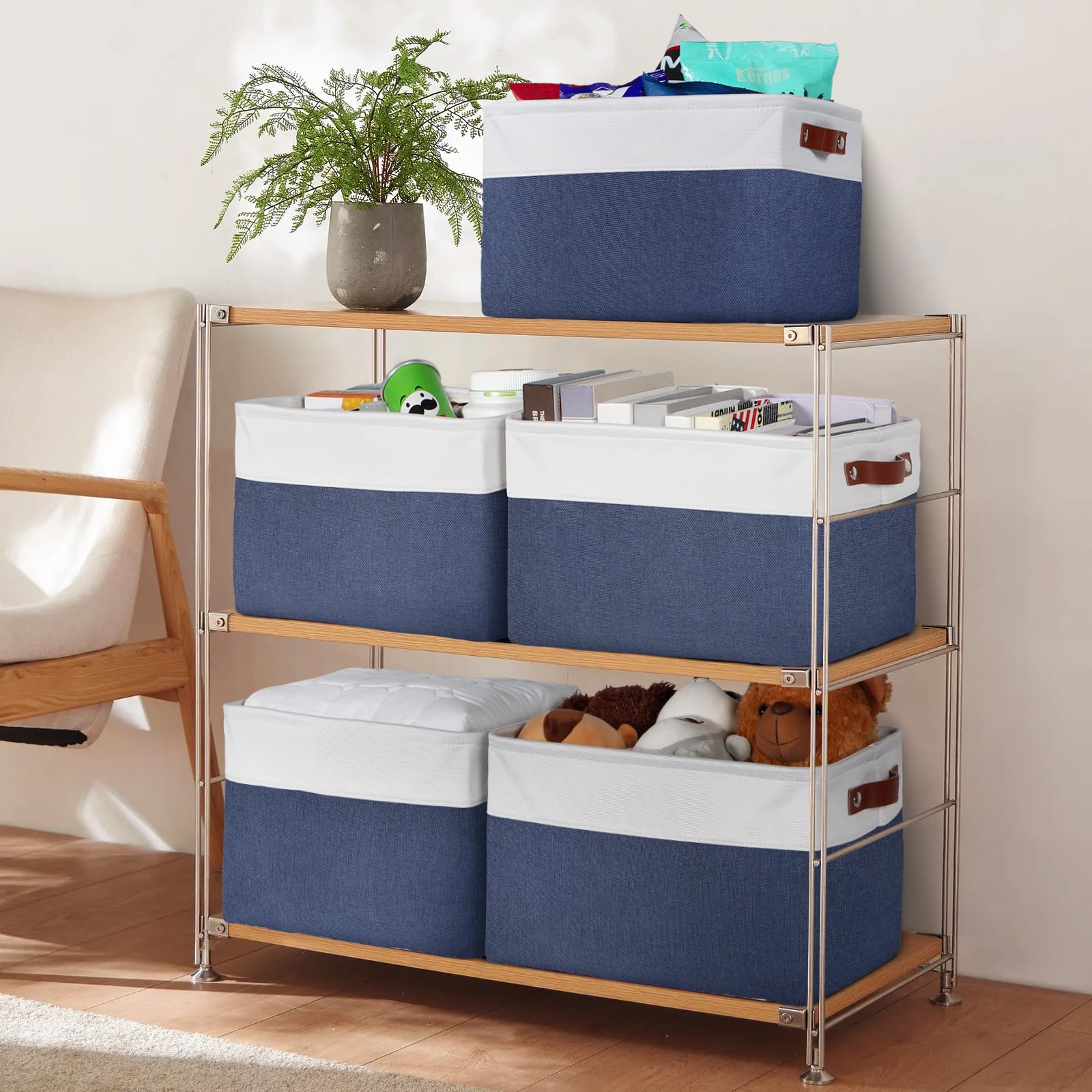 15 inch Fabric Storage Baskets for Shelves (4 Count)