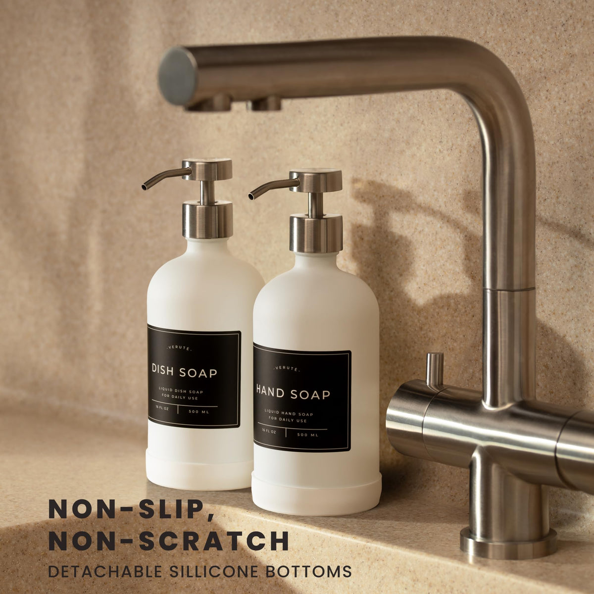 Hand and Dish Soap Dispenser for Kitchen and Bathroom (2 Count)