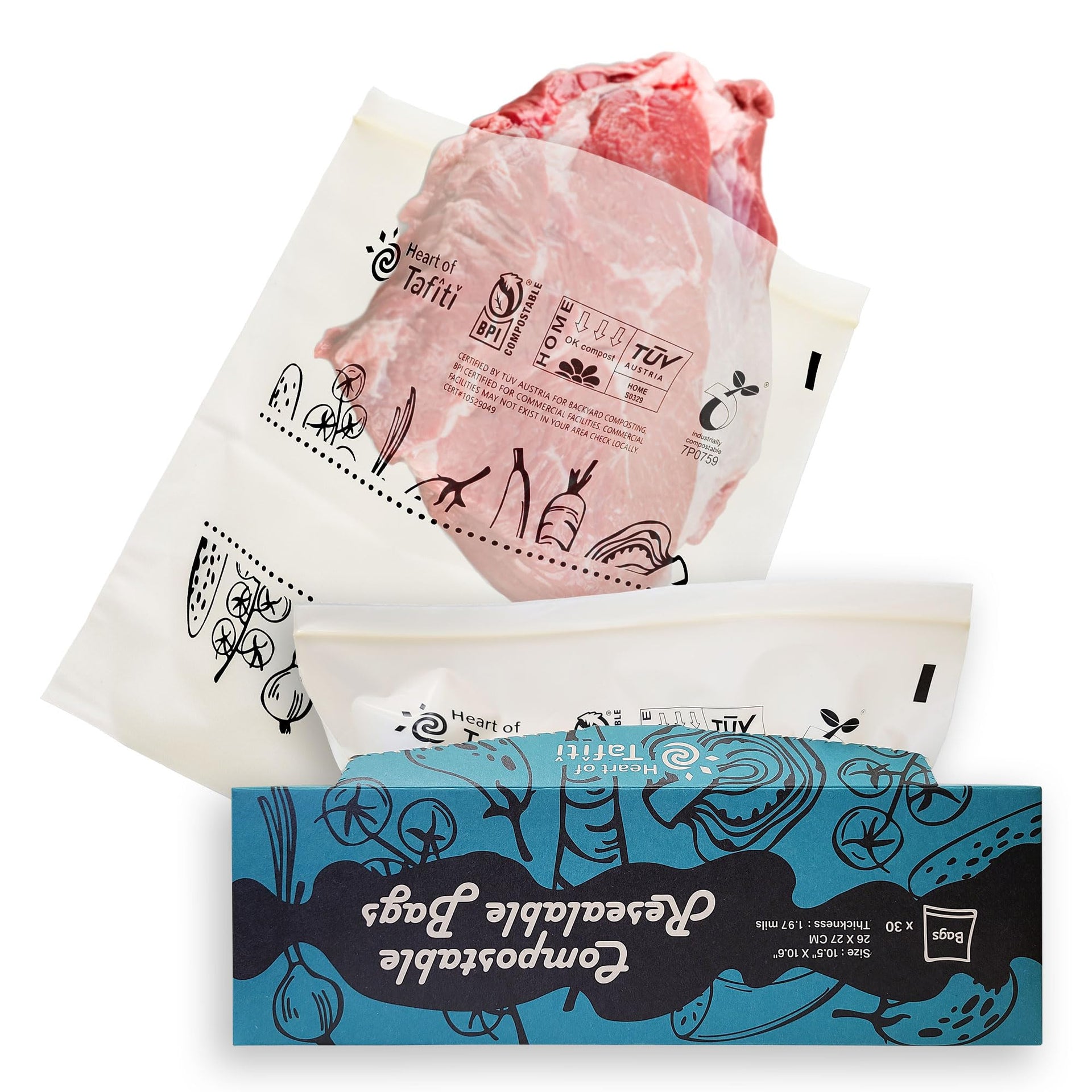 Compostable Gallon Freezer Bags (30 Count)