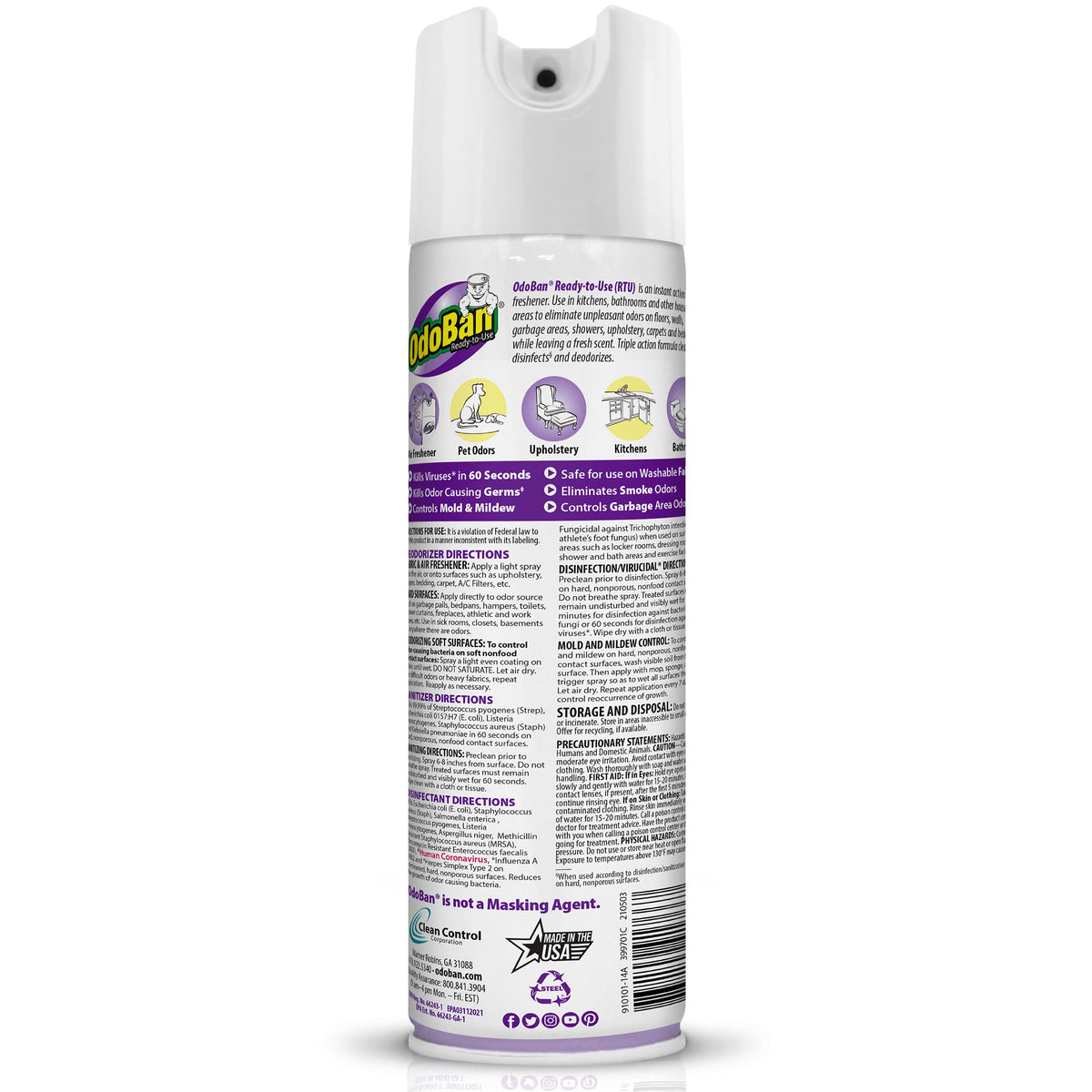 Ready-to-Use Disinfectant and Harsh Aroma Eliminator, Cleaner and Fabric/Air Freshener, Set of 2, 14.6 Ounce 360-Degree Continuous Spray and 32 Ounce Trigger Spray, Lavender Scent (46.6 Fl Oz)