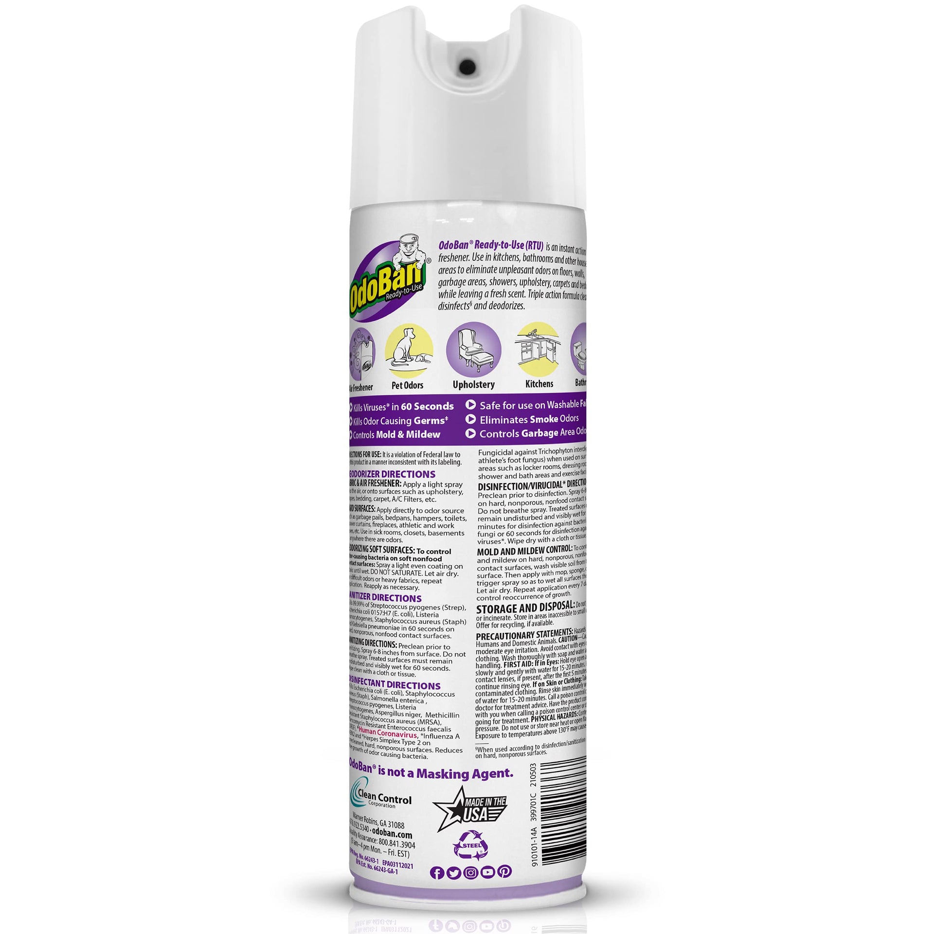Ready-to-Use Disinfectant and Harsh Aroma Eliminator, Set of 2, 14.6 Ounce 360-Degree Continuous Spray Fabric/Air Freshener and 1 Gallon Multi-Purpose Cleaning Concentrate, Lavender Scent (142.6 Fl Oz)