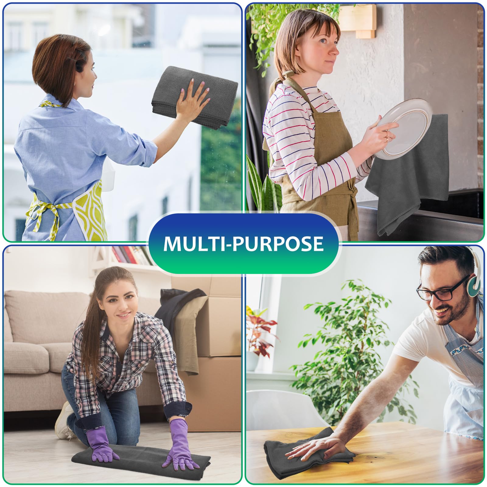 3 Pcs Extra Large Microfiber Cleaning Cloth 30" x 20" Washable Reusable Microfiber Towel Streak Free Lint Free Cloth for Cleaning Home Glass Office Window Bathrooms (3 Count)