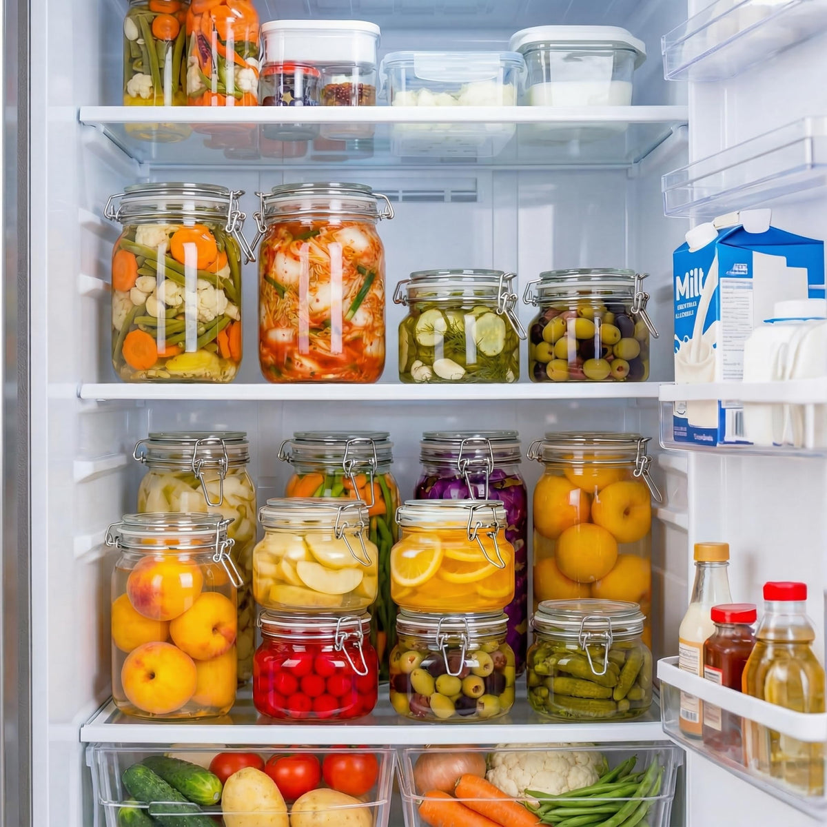 Square Glass Jars with Airtight Lids (5 Count)