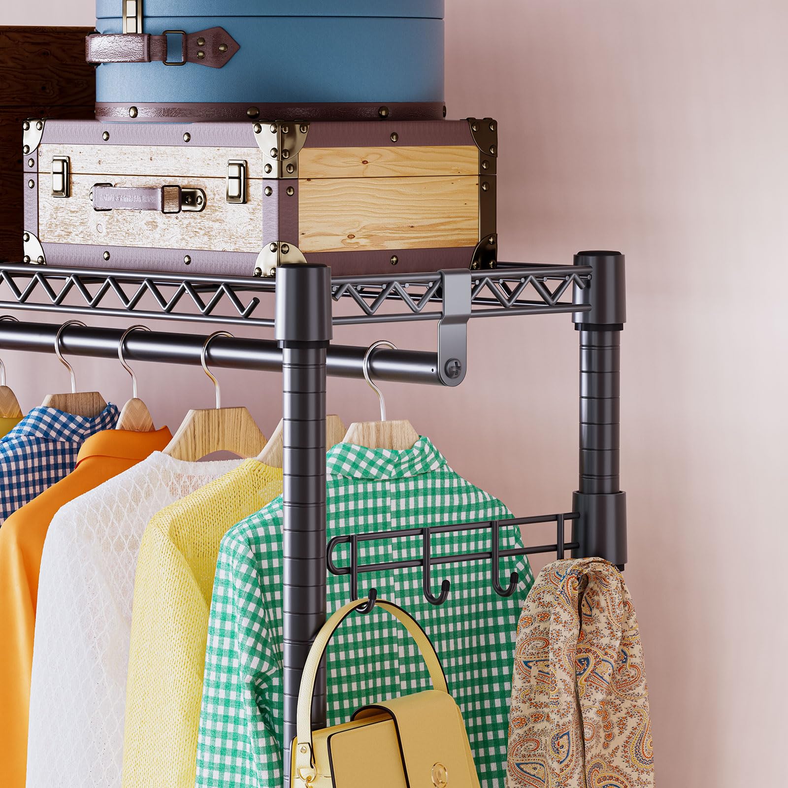 Heavy Duty Rolling Garment Rack Wire Clothes Rack for Hanging Clothes