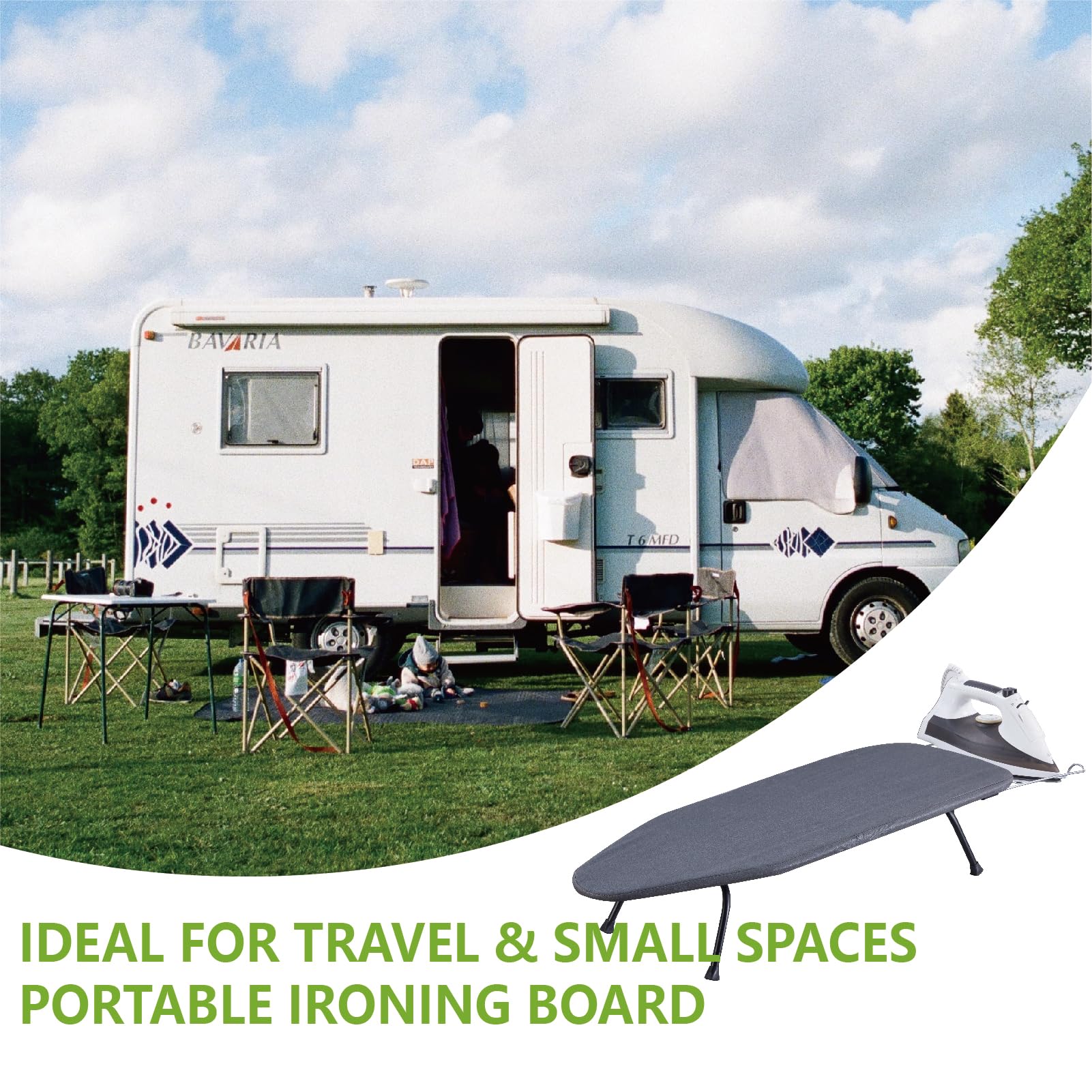Metal Foldable Tabletop Ironing Board with Iron Rest