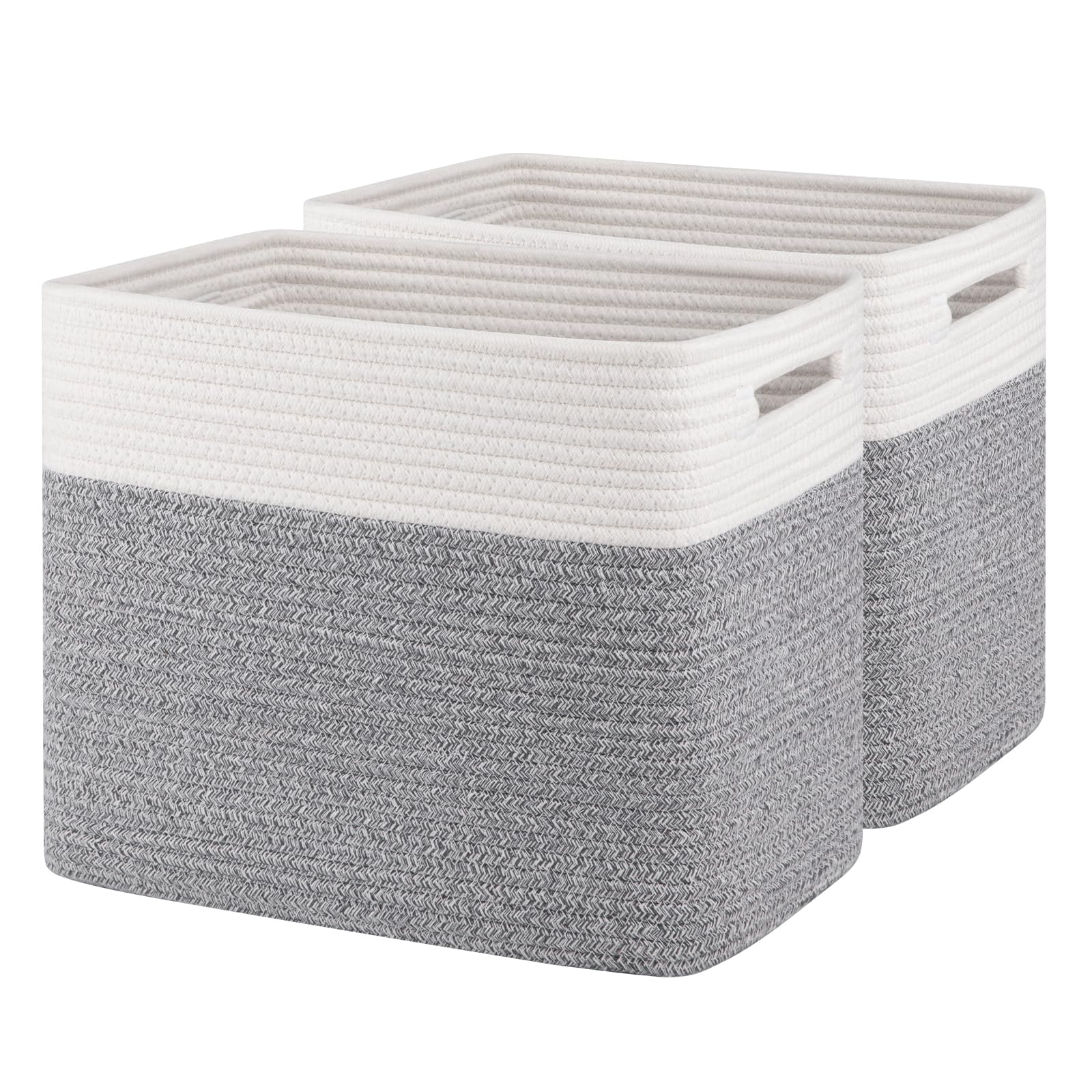 2 PACK Tall Storage baskets 30L Blanket Basket Living Room Grey
