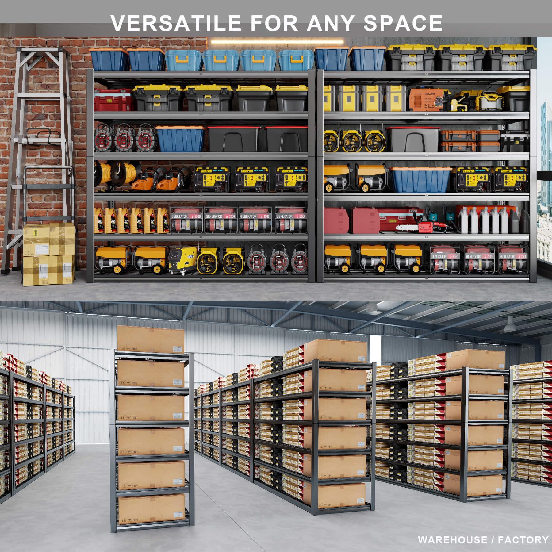 60" Wide Heavy Duty Garage Shelving Adjustable 6 Tier Garage Storage Shelves 3900LBS Metal Shelving Unit Industrial Utility Shelf