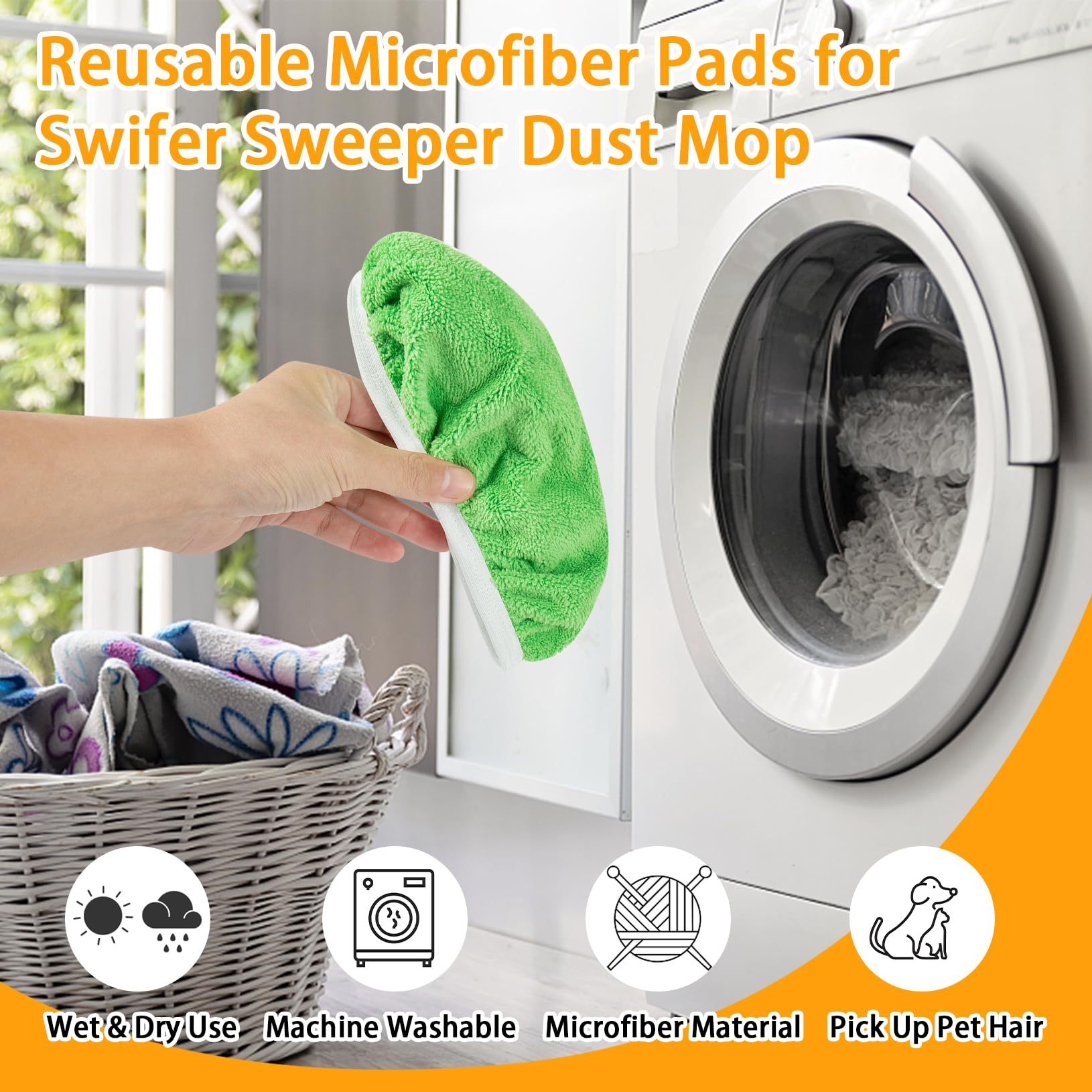 Reusable Dry Sweeping Cloths Microfiber Wet Mop Pads Compatible with Swiffer Sweeper Mop Replacement Sweeping Mopping pad Refills for Hardwood Surface Floor Cleaning (6 Count)