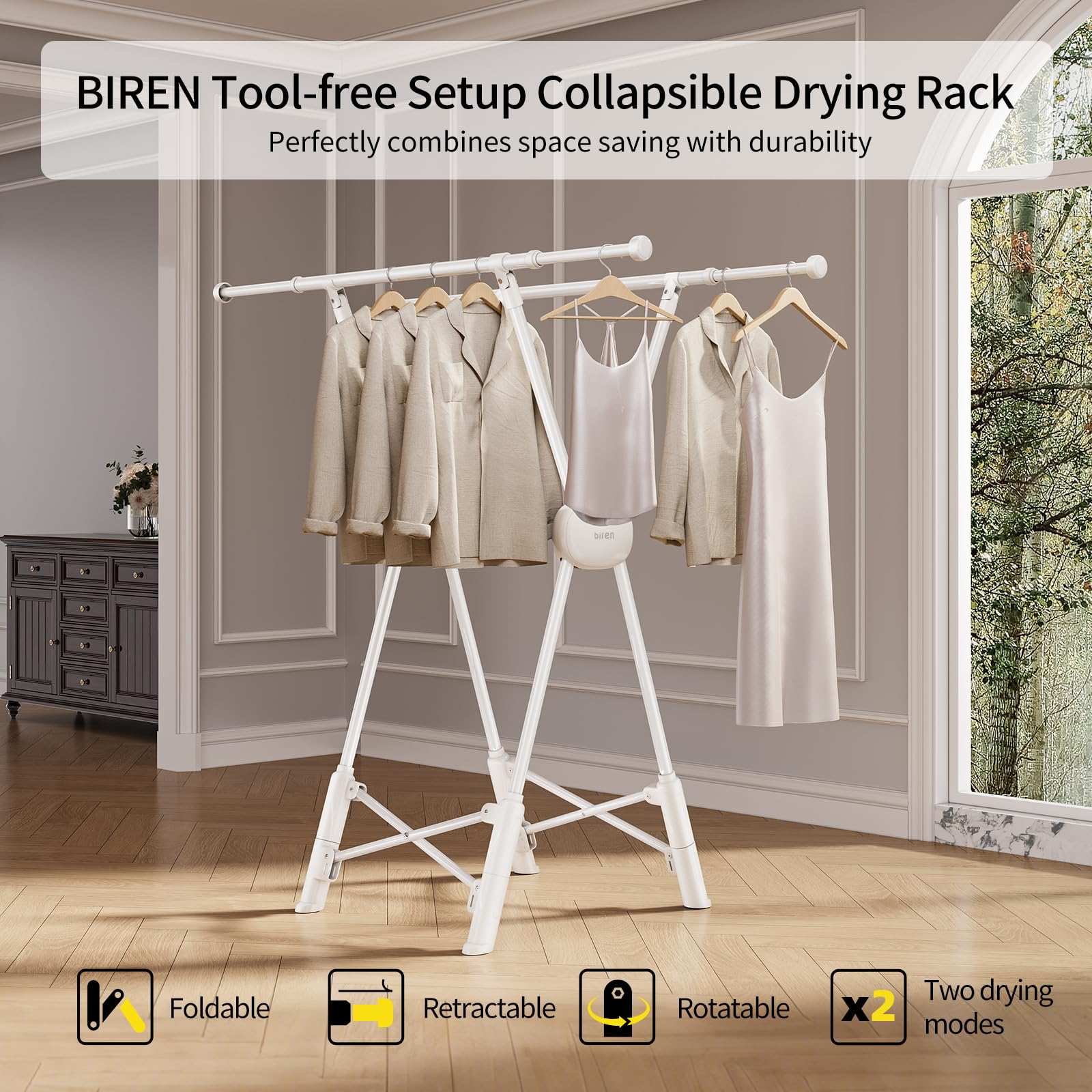Clothes Drying Rack Heavy Duty Clothing Racks Foldable Laundry Rack Two Drying Modes Garment Racks for Drying Clothes