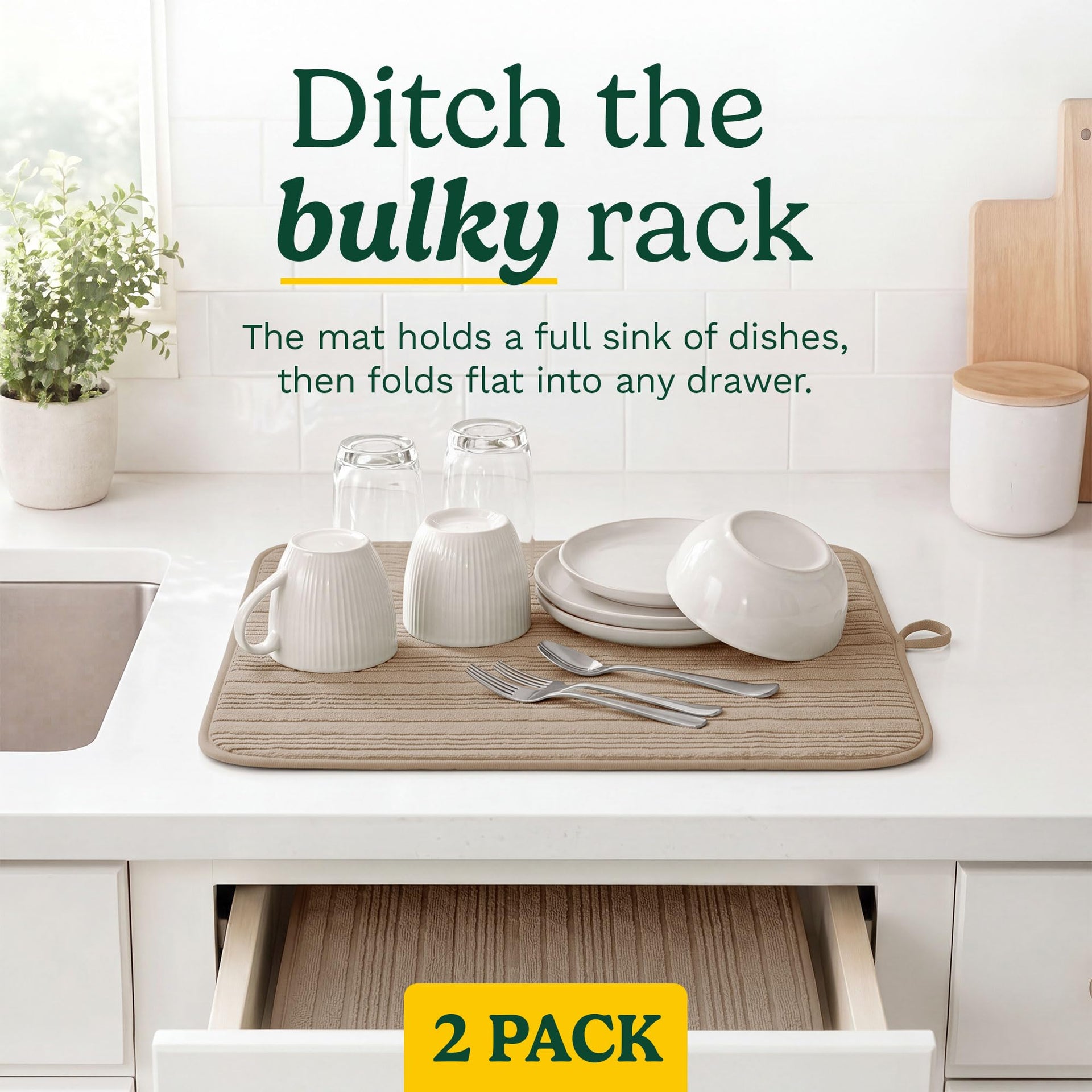Cuisinart Dish Drying Mat for Kitchen Counter (2 Count)