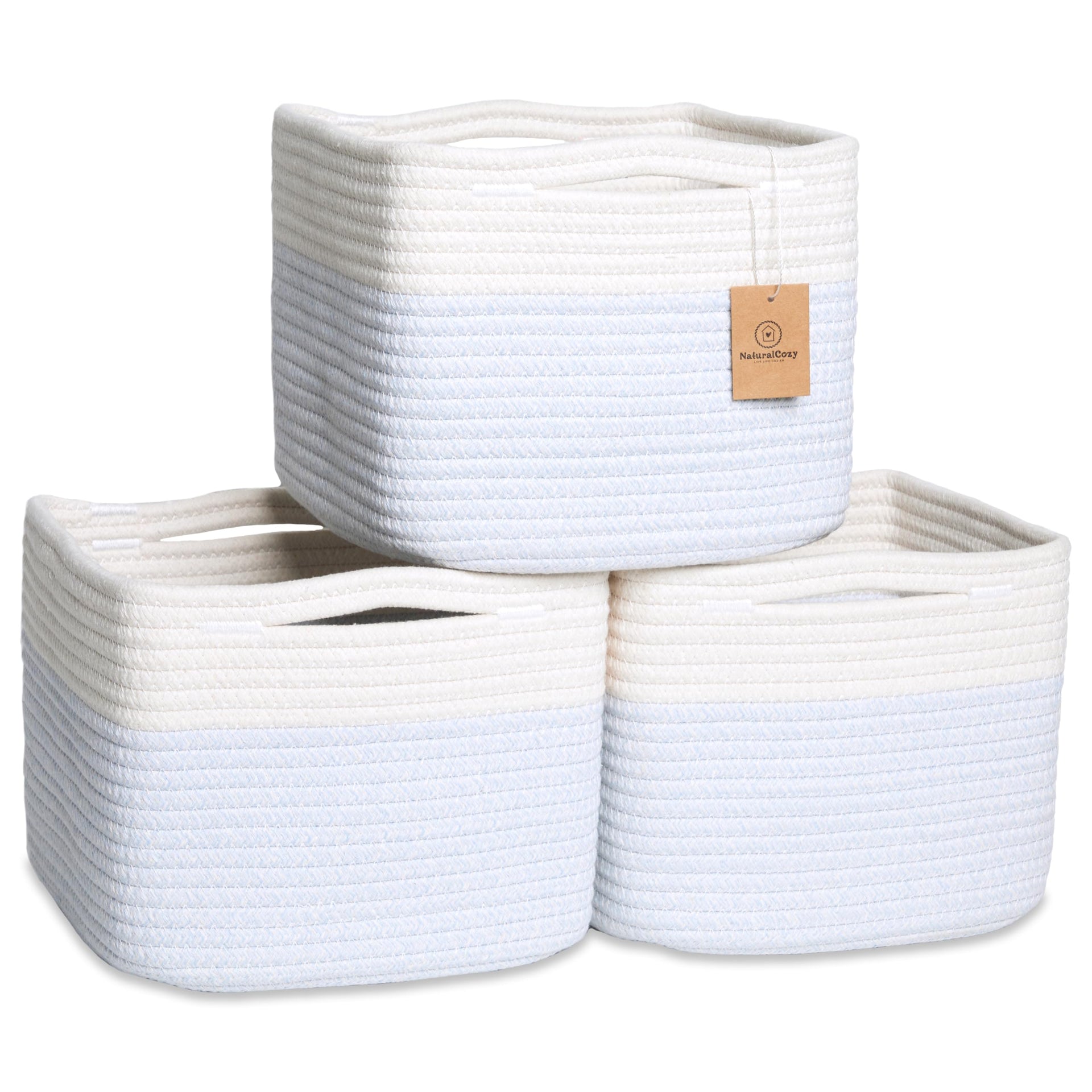 Storage Cubes 9”x9”x7”Cotton Rope Woven Baskets for Organizing 3 (3 Count)