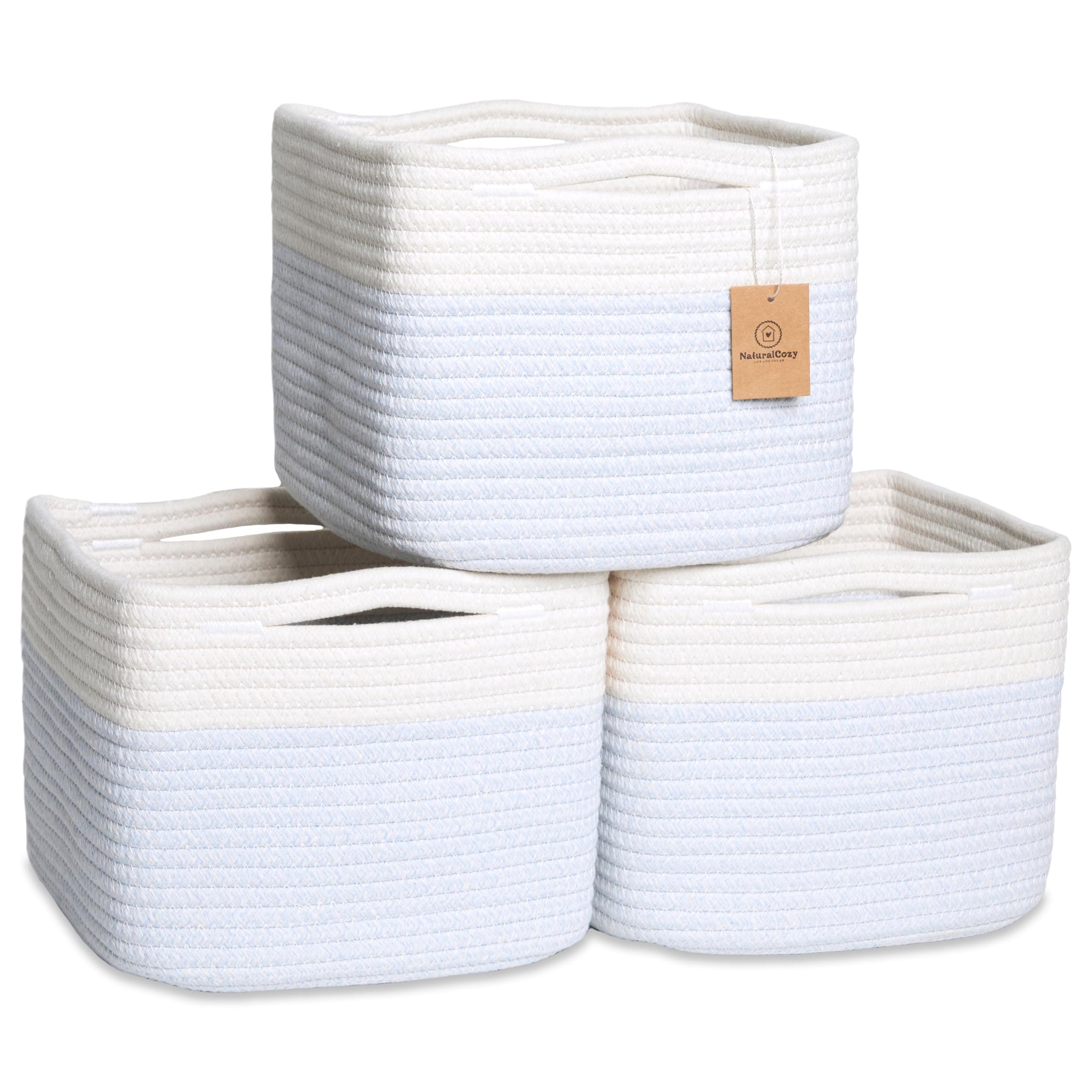 Storage Cubes 9”x9”x7”Cotton Rope Woven Baskets for Organizing 3 (3 Count)