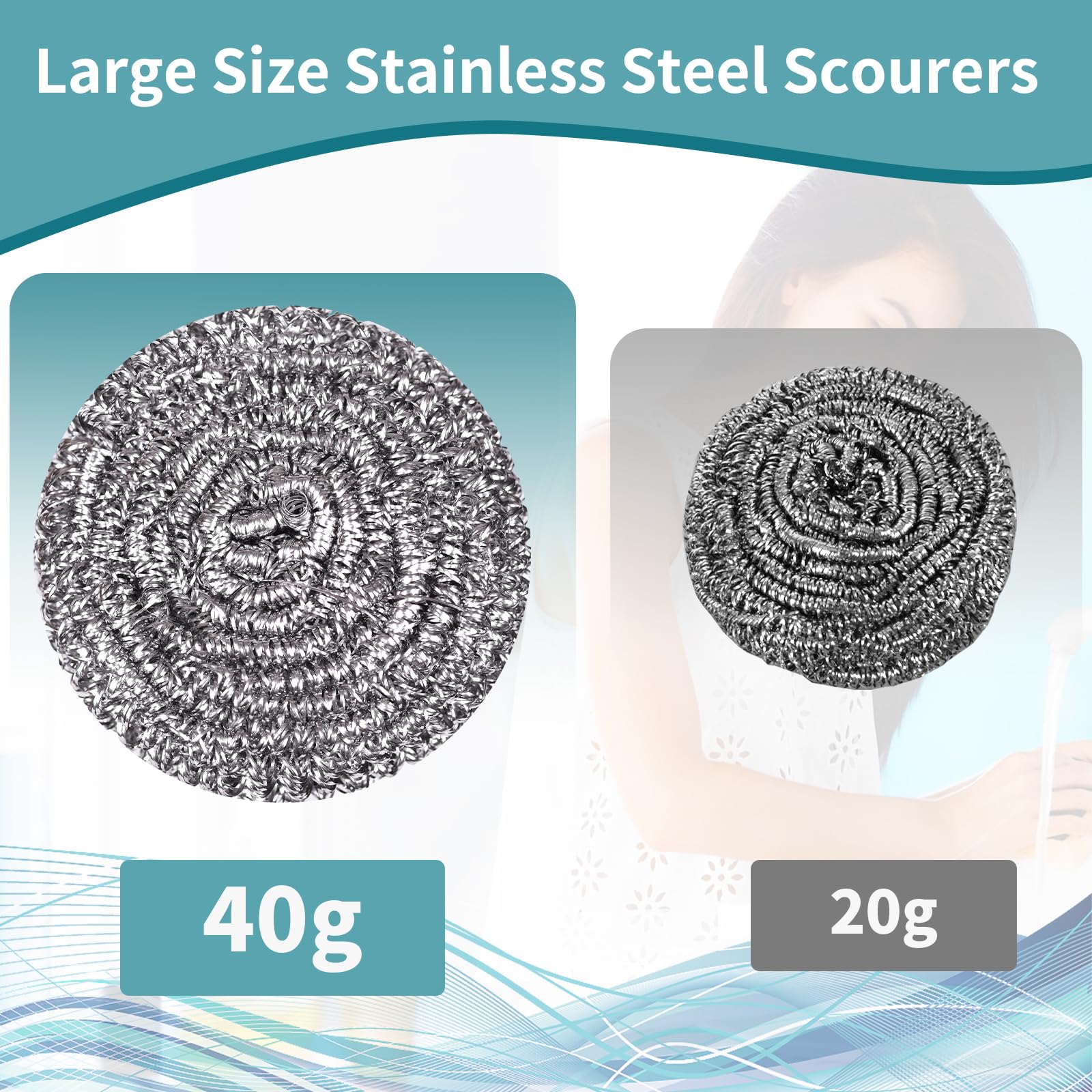 Stainless Steel Scourer Heavy Duty Scrubber Pads Steel Wool Pack of 6 (6 Count)