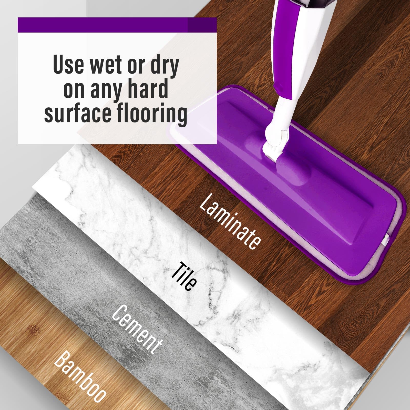 Wet Spray Mop for Floor Cleaning with 14 oz Bottle & 3 Microfiber Pads