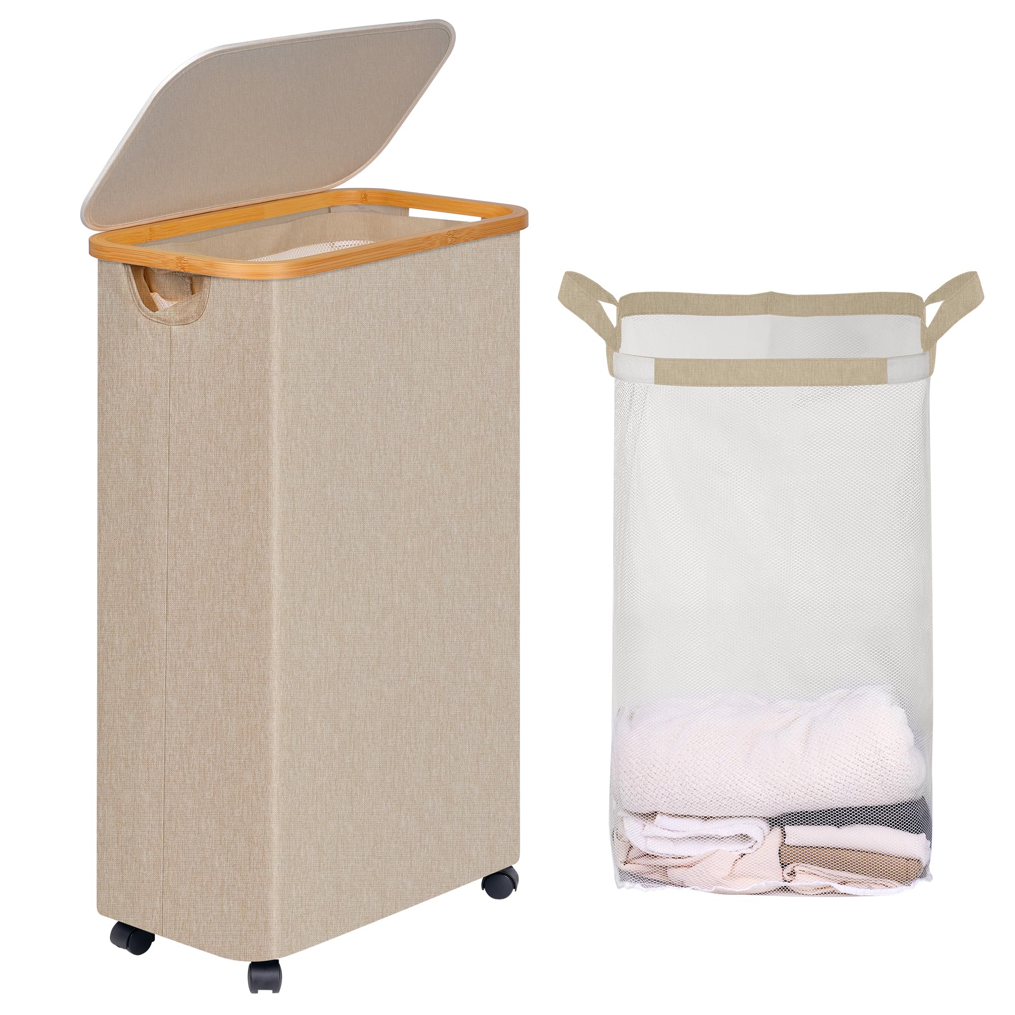 Slim Laundry Hamper with Wheels