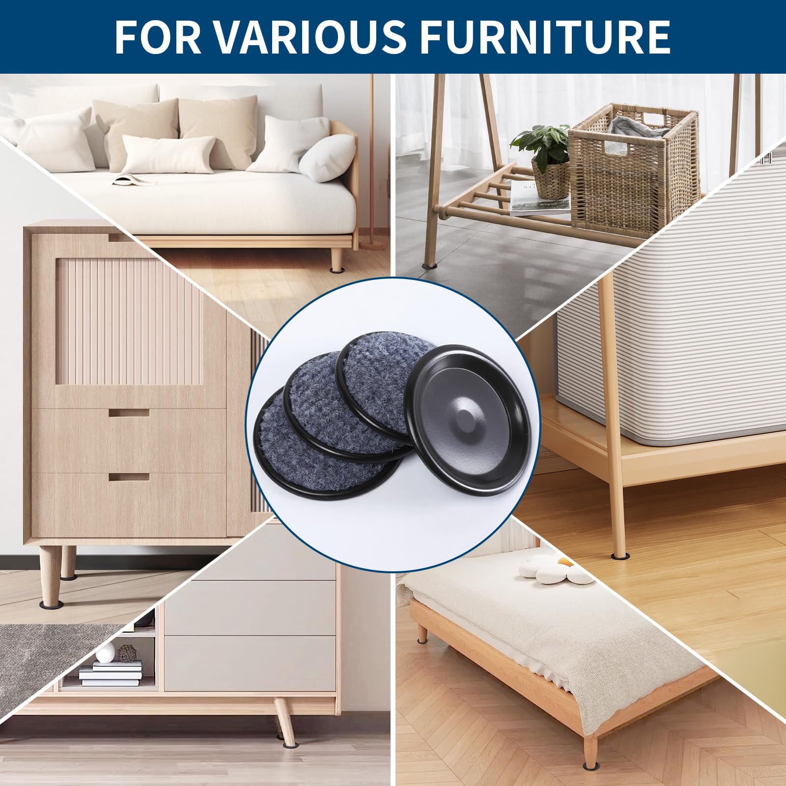 1 5 8" Round Carpet Bottom Furniture Caster Cups (16 Count)
