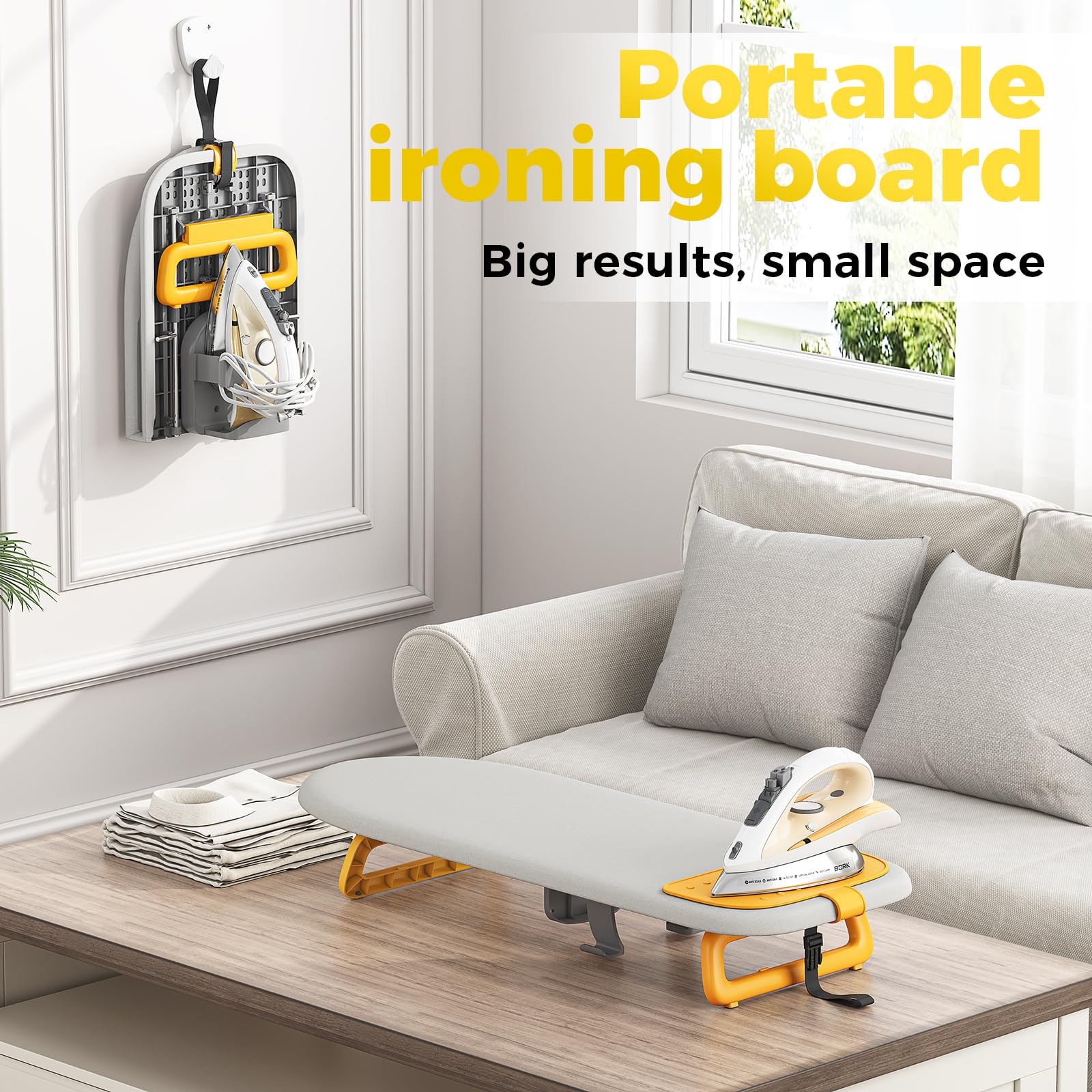 Small Ironing Board with Iron Holder
