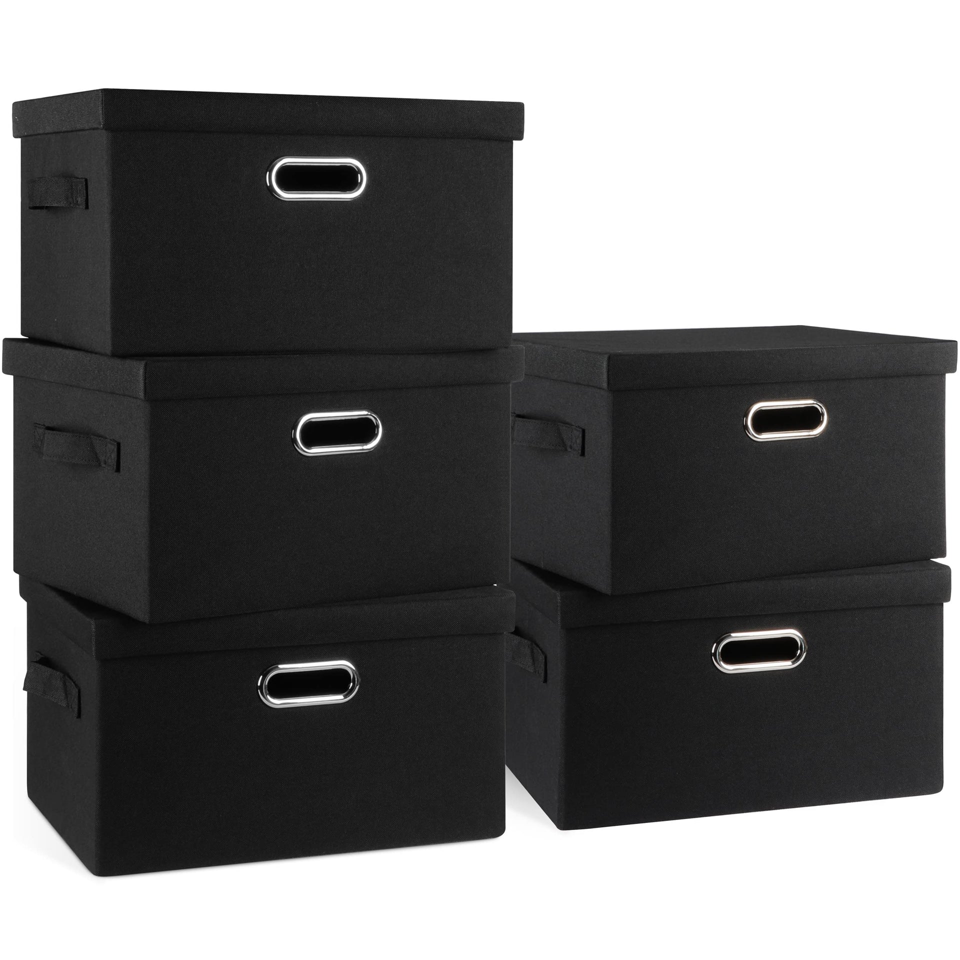 Medium 15" 21 Quart Collapsible Stackable Storage Bins with Lids (5 Count)