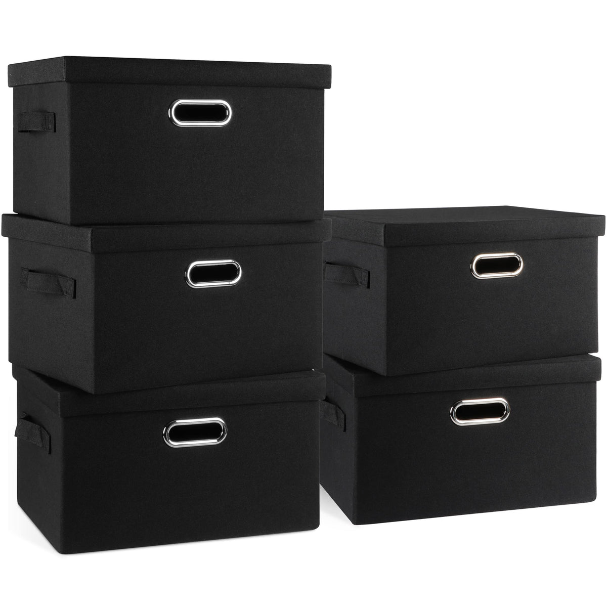 Medium 15" 21 Quart Collapsible Stackable Storage Bins with Lids (5 Count)