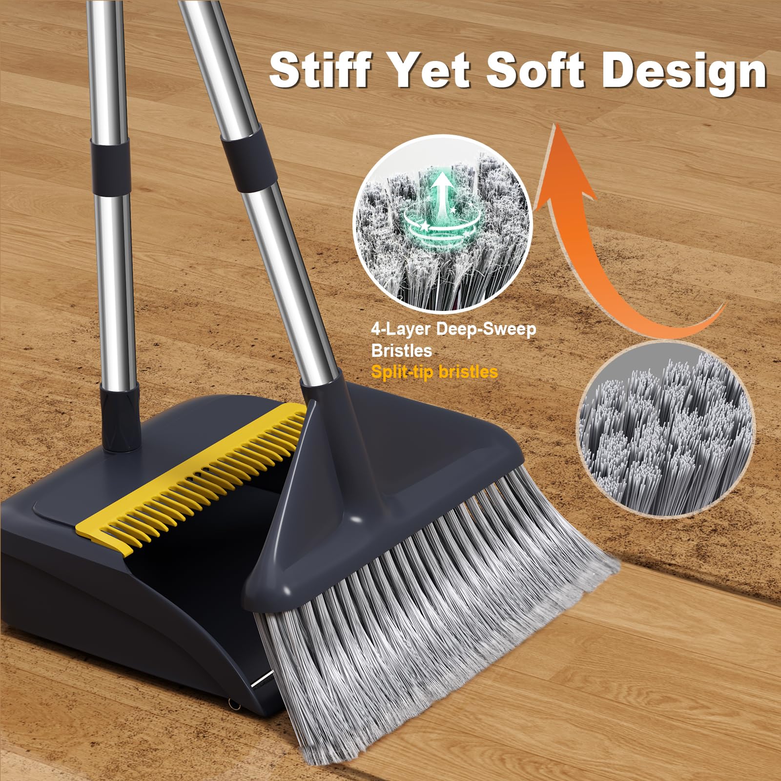 Broom and Dustpan Set with 52" Long Handle